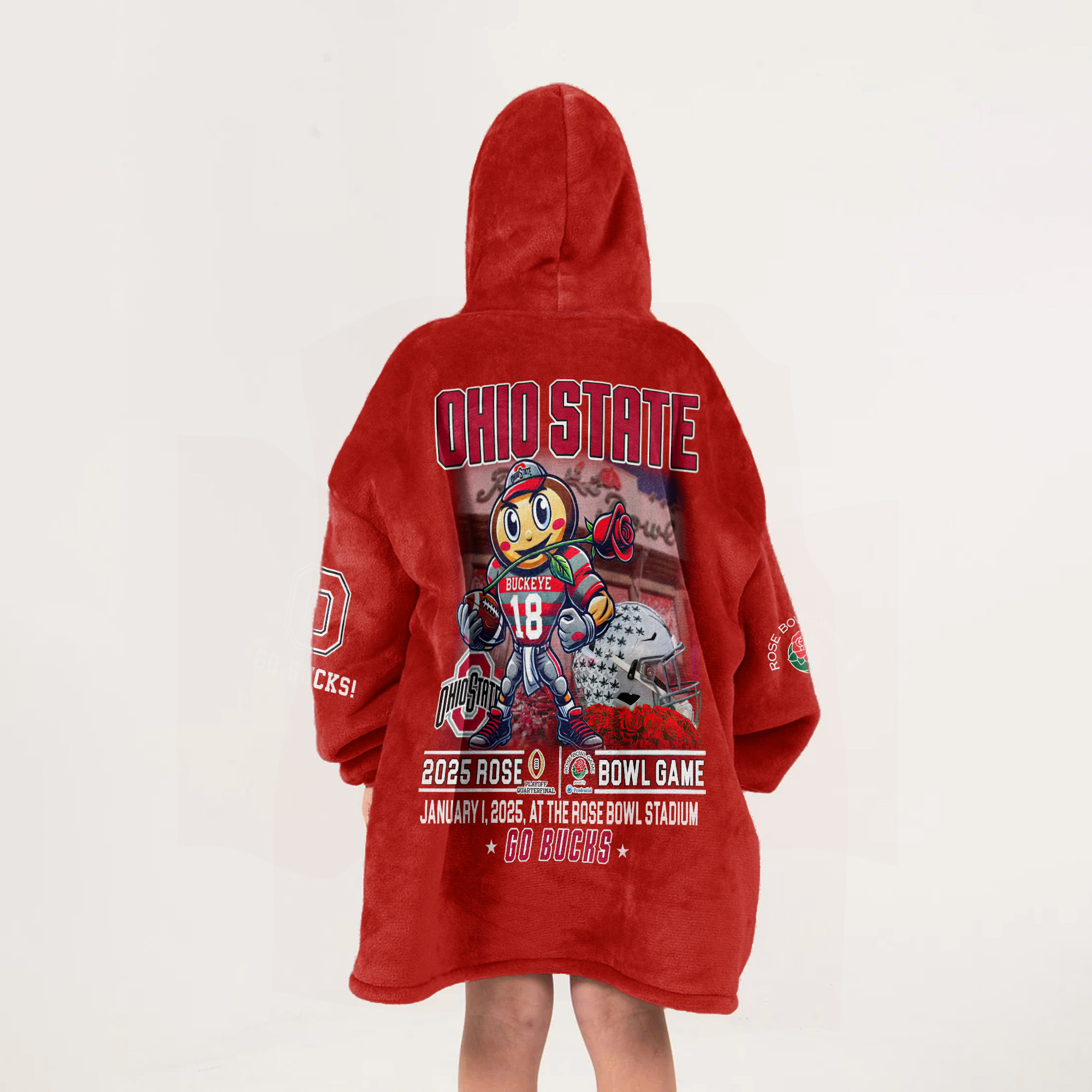 Adult Champions Ohio State Football Unisex Blanket Hoodie