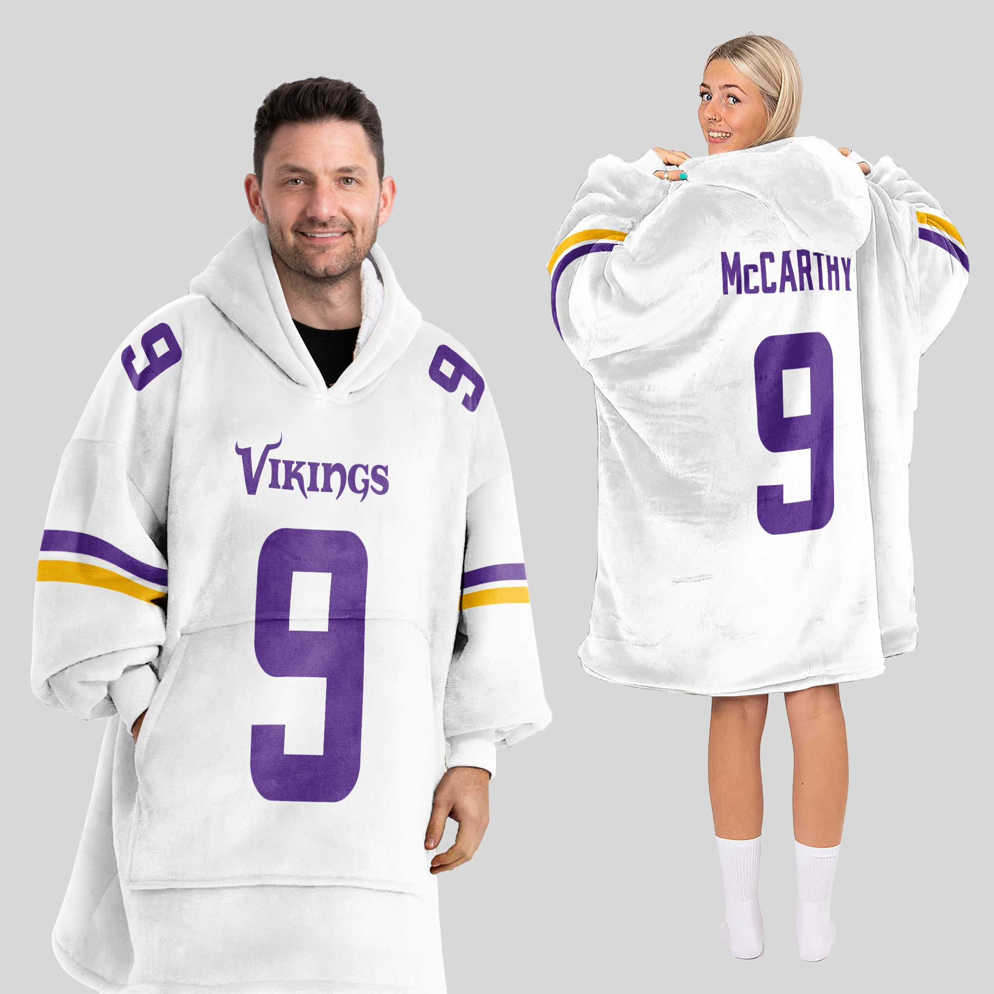 Adult 9 Minnesota Football Unisex Blanket Hoodie