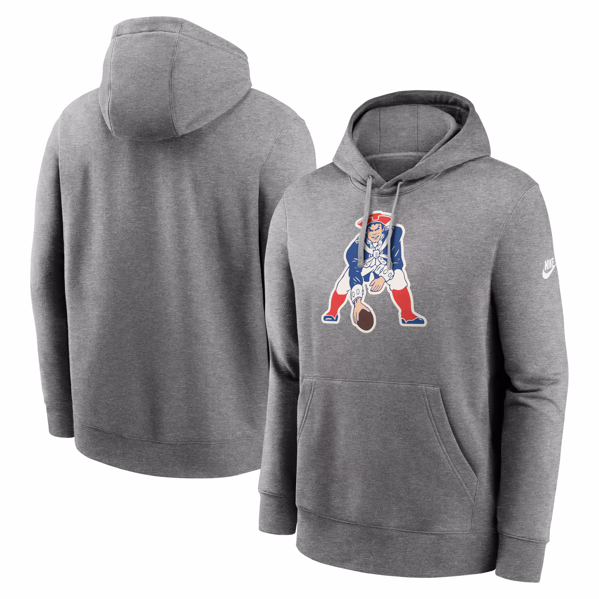 New England Patriots Rewind Club Logo Pullover Hoodie - Heather Gray