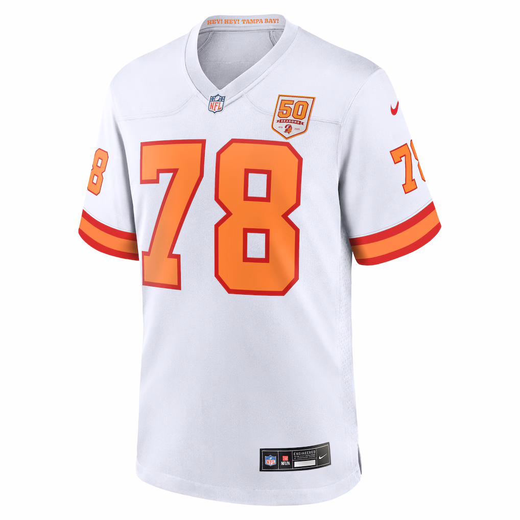Tristan Wirfs #78 '76 Tampa Bay Buccaneers 50th Season Game Jersey - White