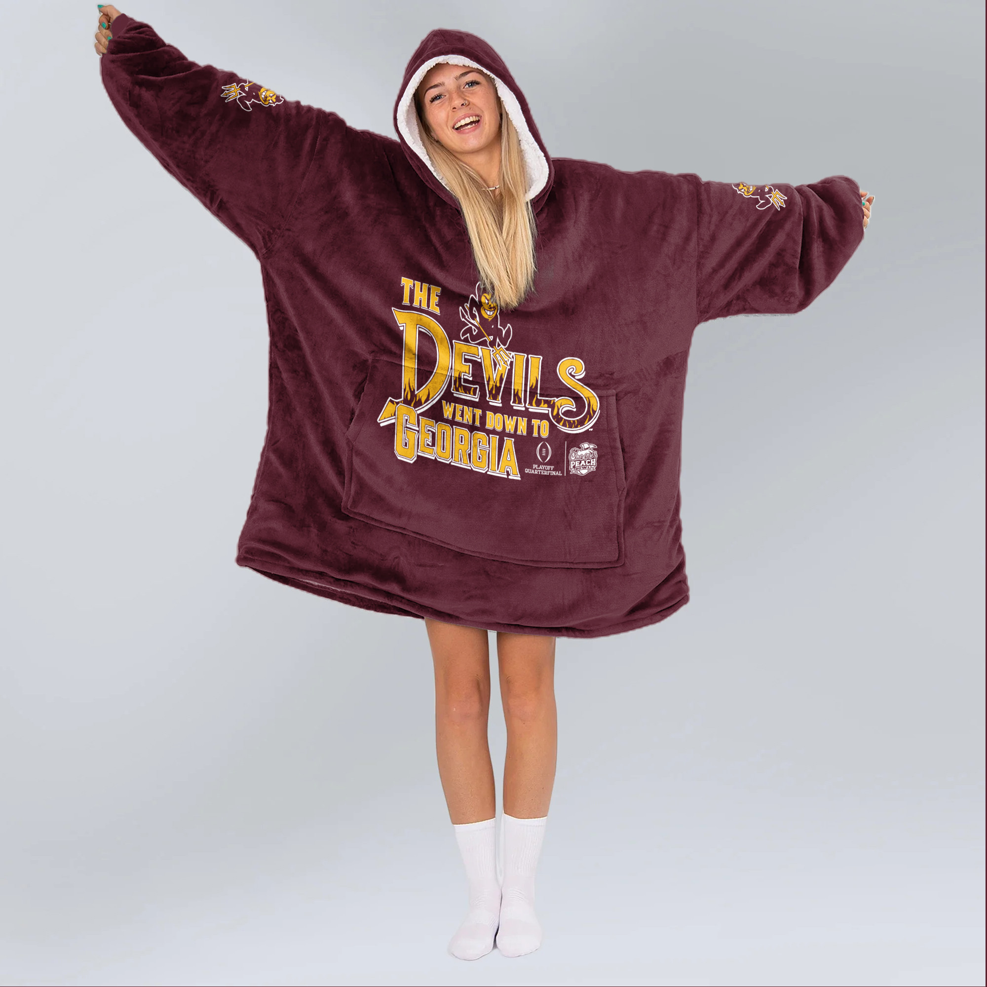 Adult Champions Arizona State Football Unisex Blanket Hoodie