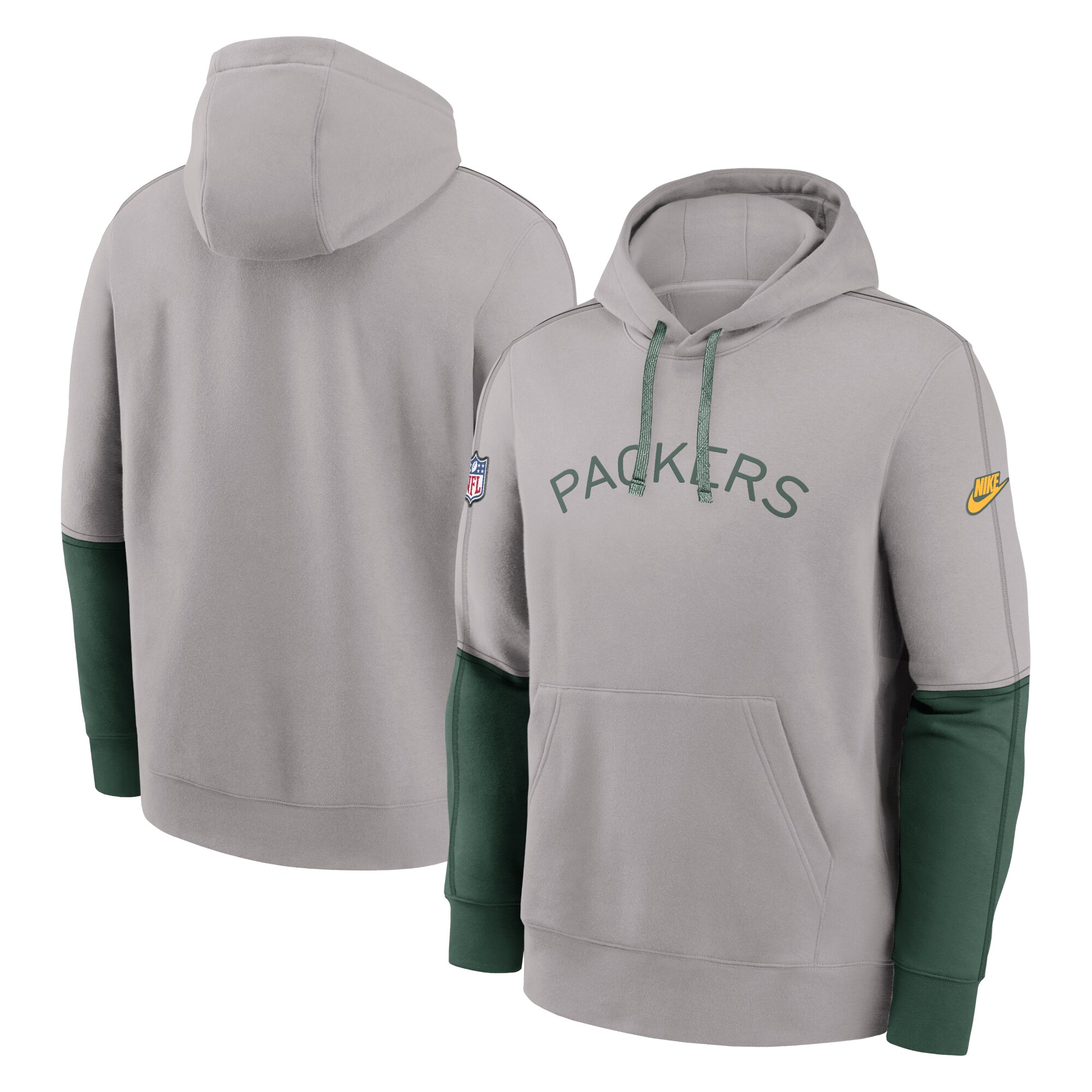 Green Bay Packers  Alternate Logo Club Tri-Blend Pullover Hoodie - Gray