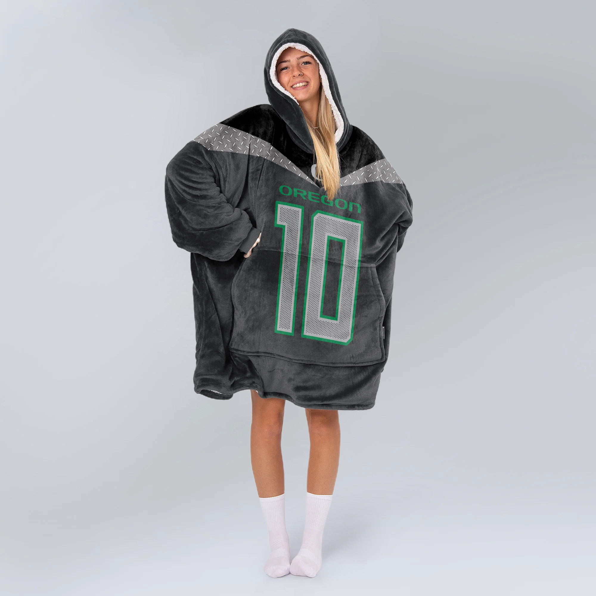 Adult J.H 10 Oregon Football Unisex Blanket Hoodie
