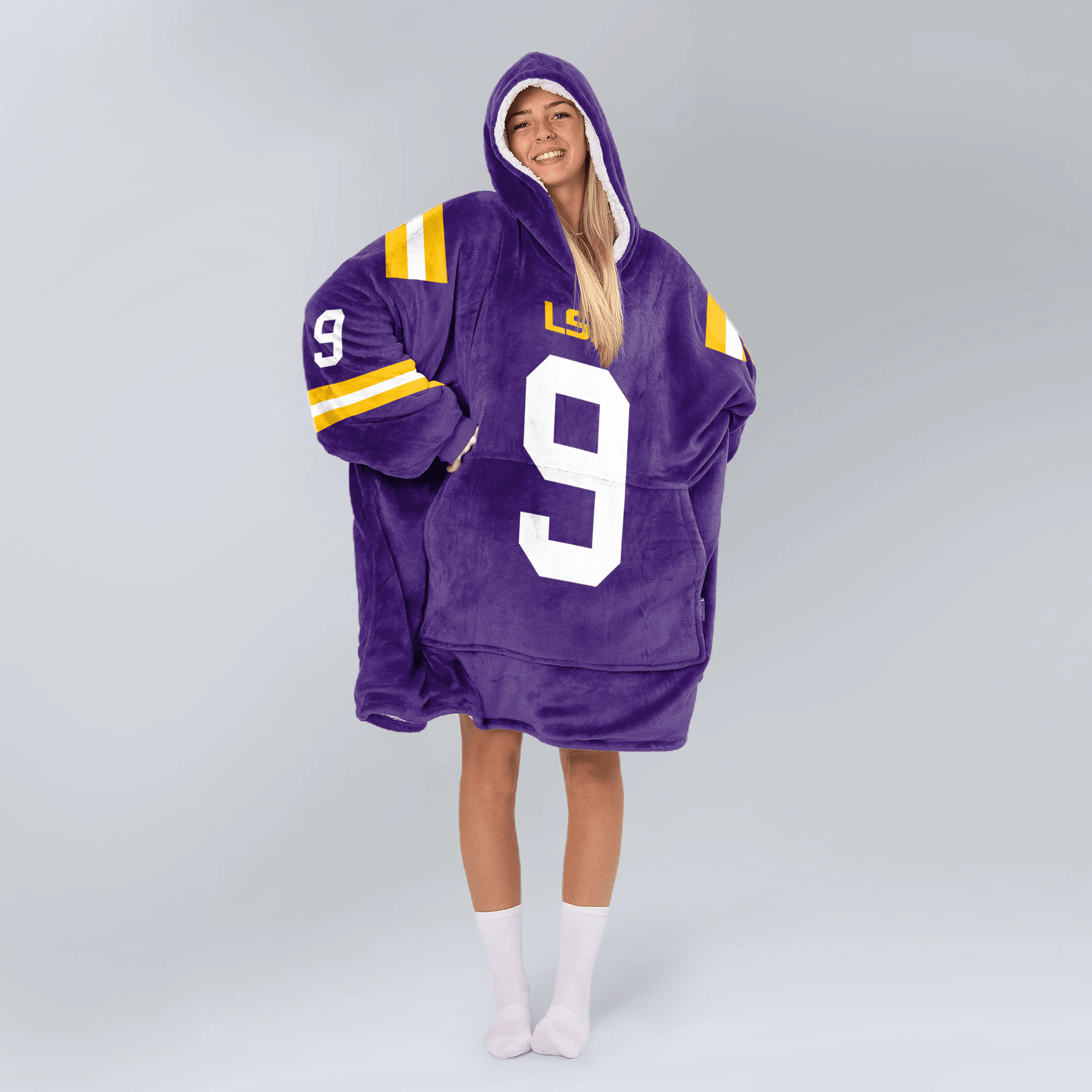 Adult J.B 9 LSU Football Unisex Blanket Hoodie