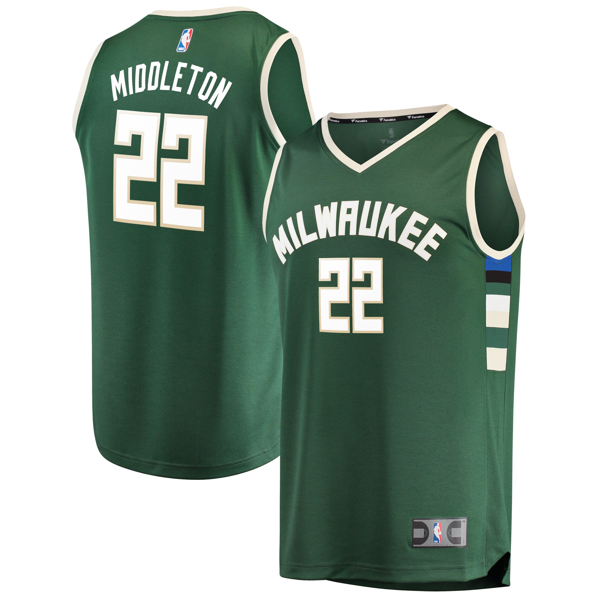 Khris Middleton Milwaukee Bucks  Fast Break Road Replica Player Jersey Green - Icon Edition