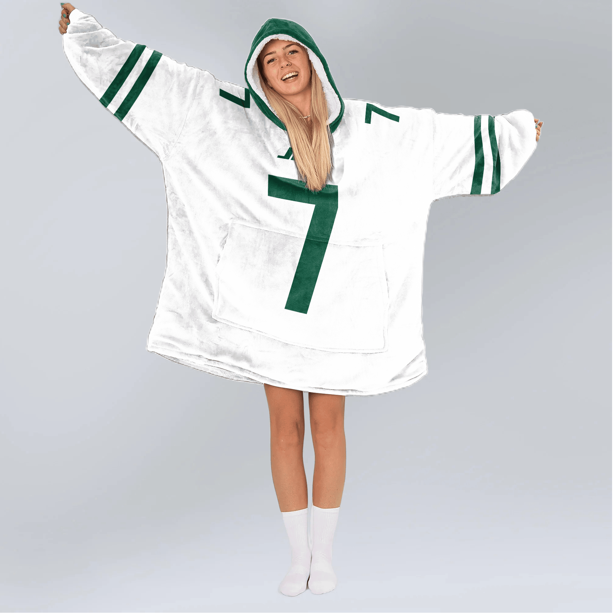 Adult J.F 7 New York J Football Unisex Blanket Hoodie
