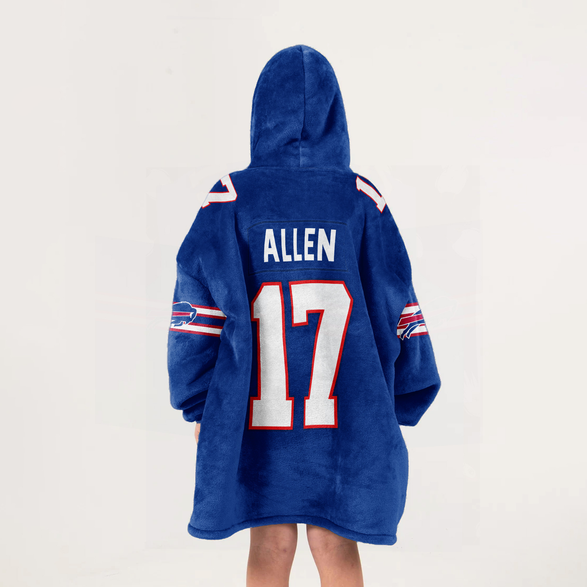 Adult 17 Buffalo Football Unisex Blanket Hoodie