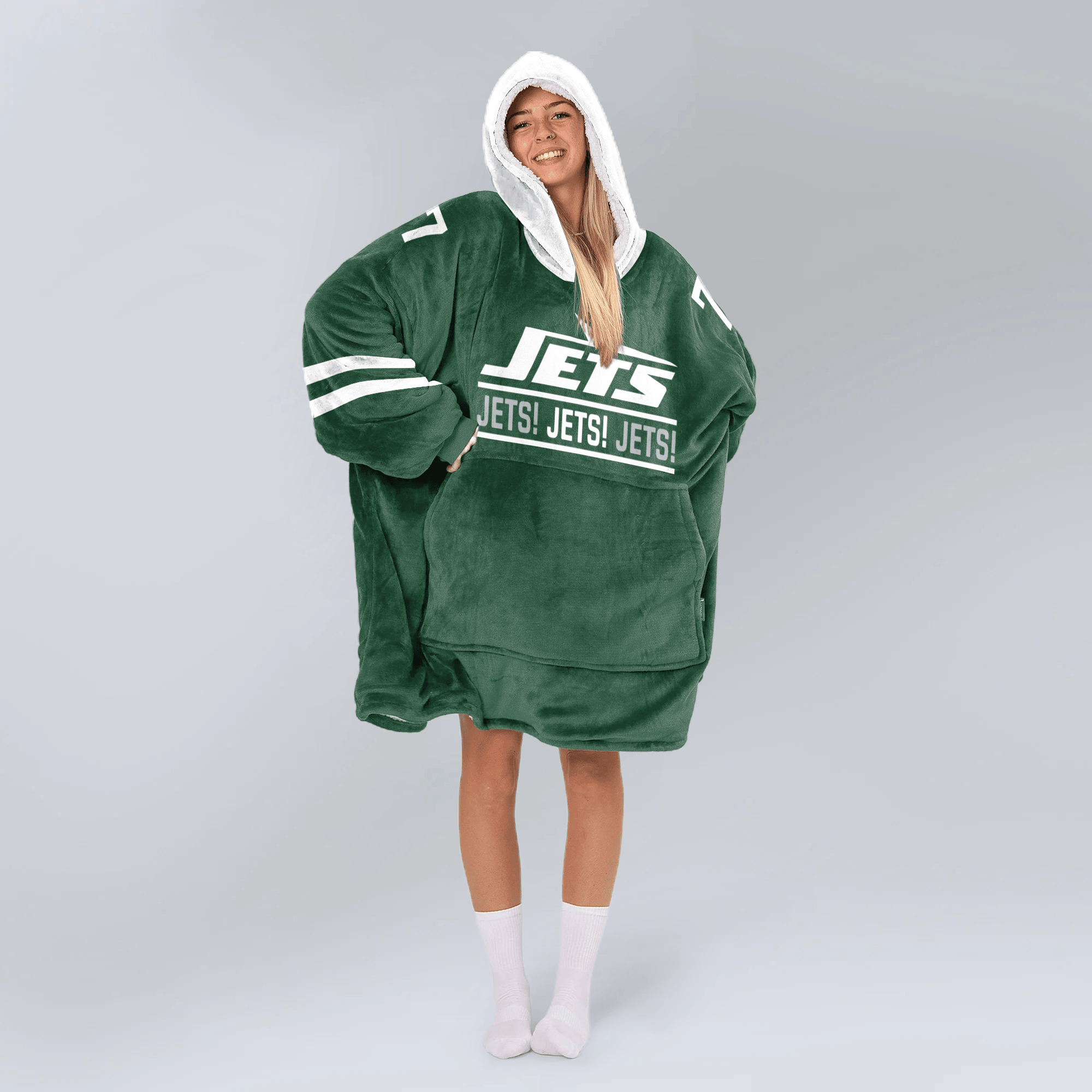 New York J Football Unisex Blanket Hoodie