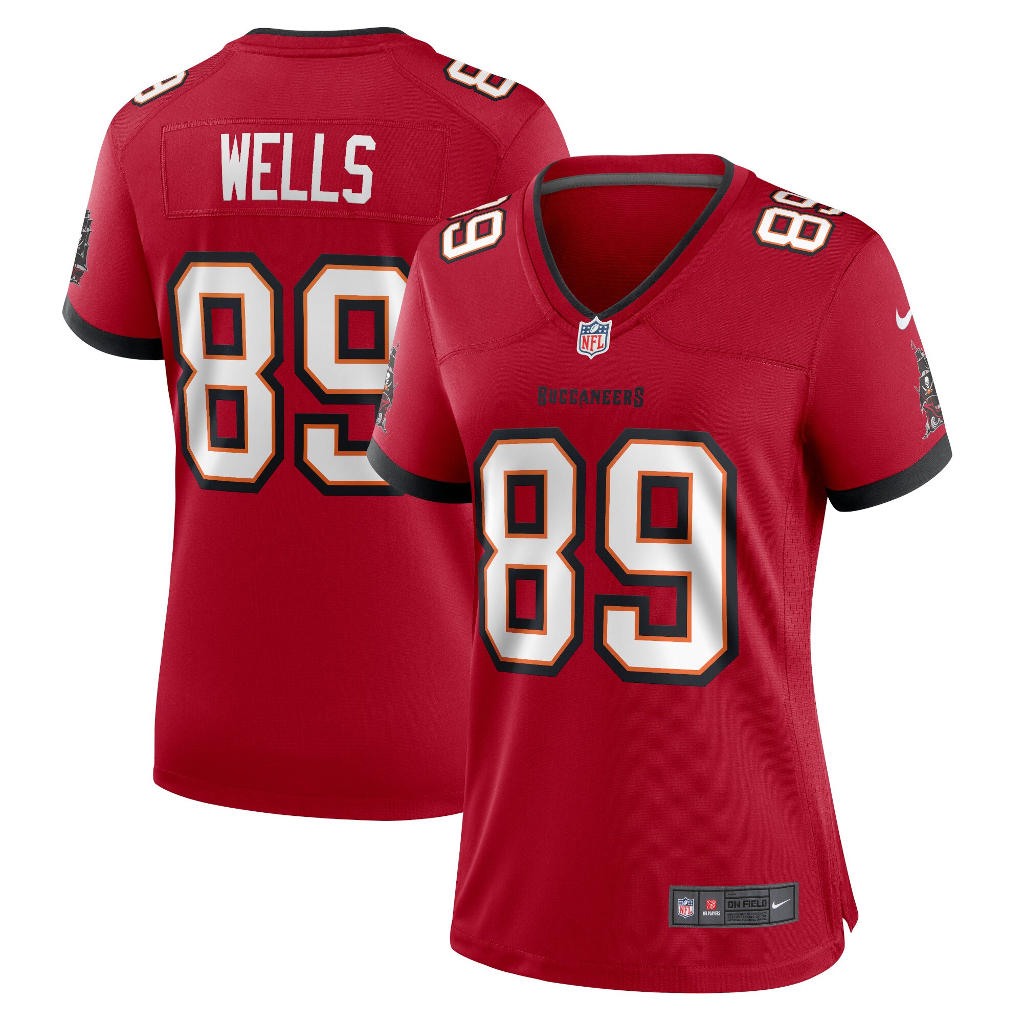 David Wells Tampa Bay Buccaneers  Women's Home Game Player Jersey - Red