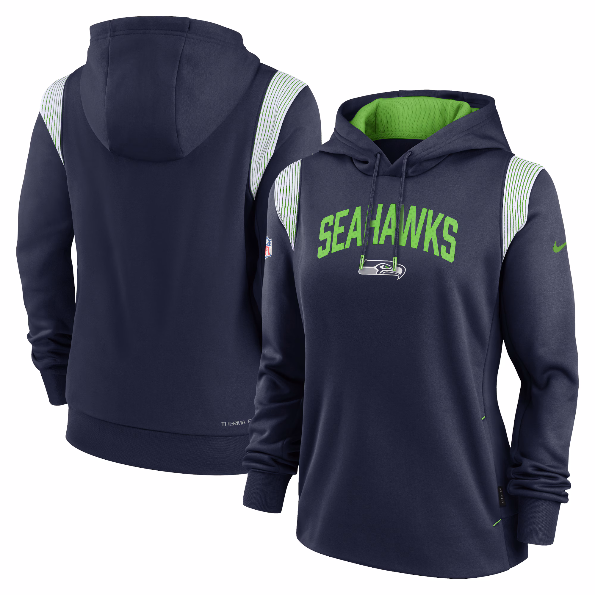 Seattle Seahawks Women's Sideline Stack Performance Pullover Hoodie - Navy