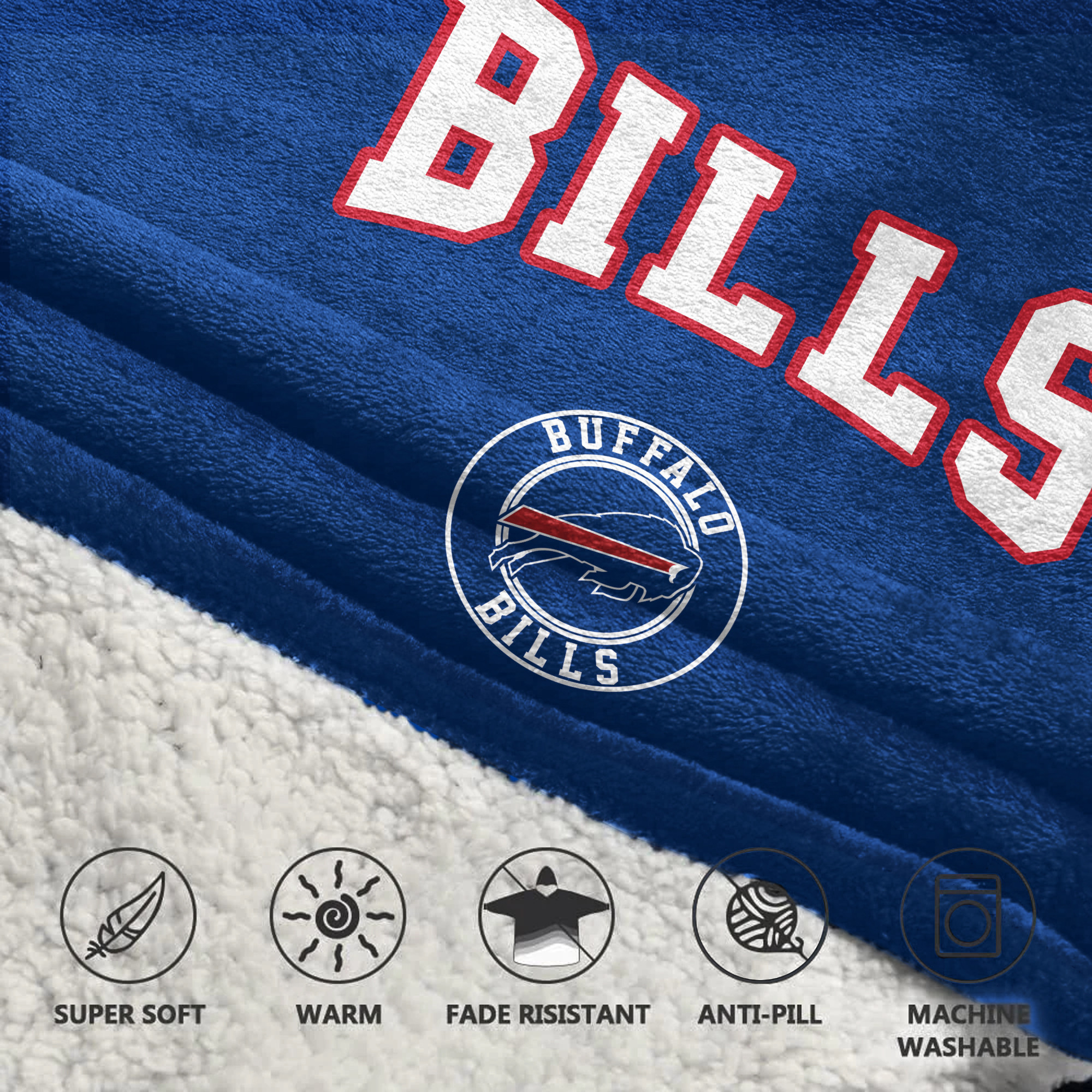 Adult 17 Buffalo Football Unisex Blanket Hoodie
