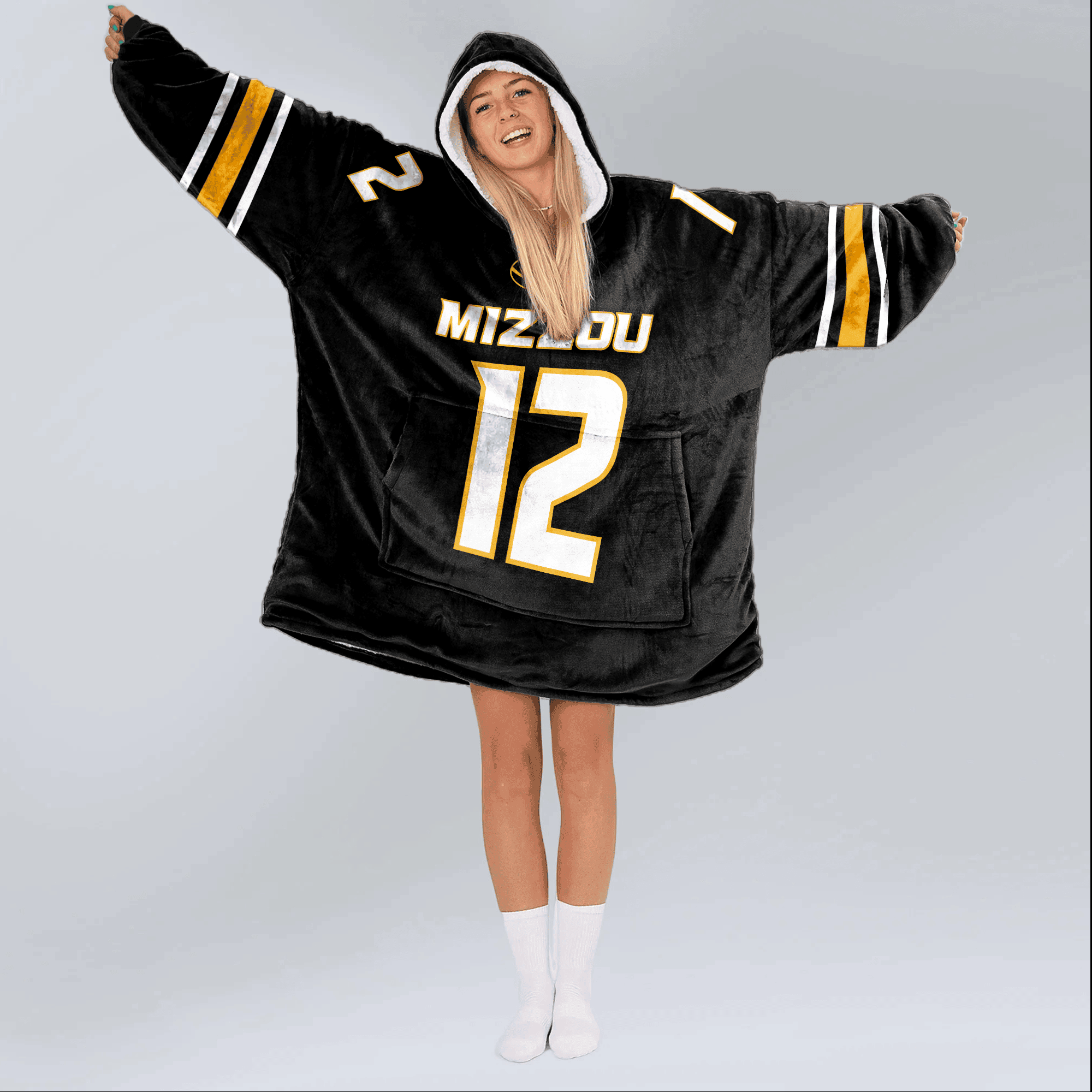 Adult 12 Missouri Football Unisex Blanket Hoodie