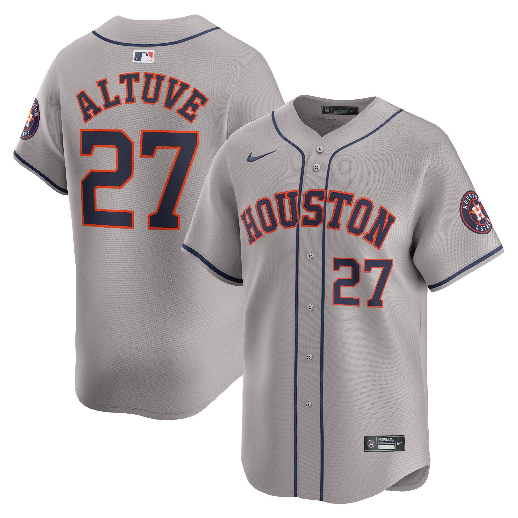 Men's Houston Astros Jose Altuve  Gray Away Limited Player Jersey