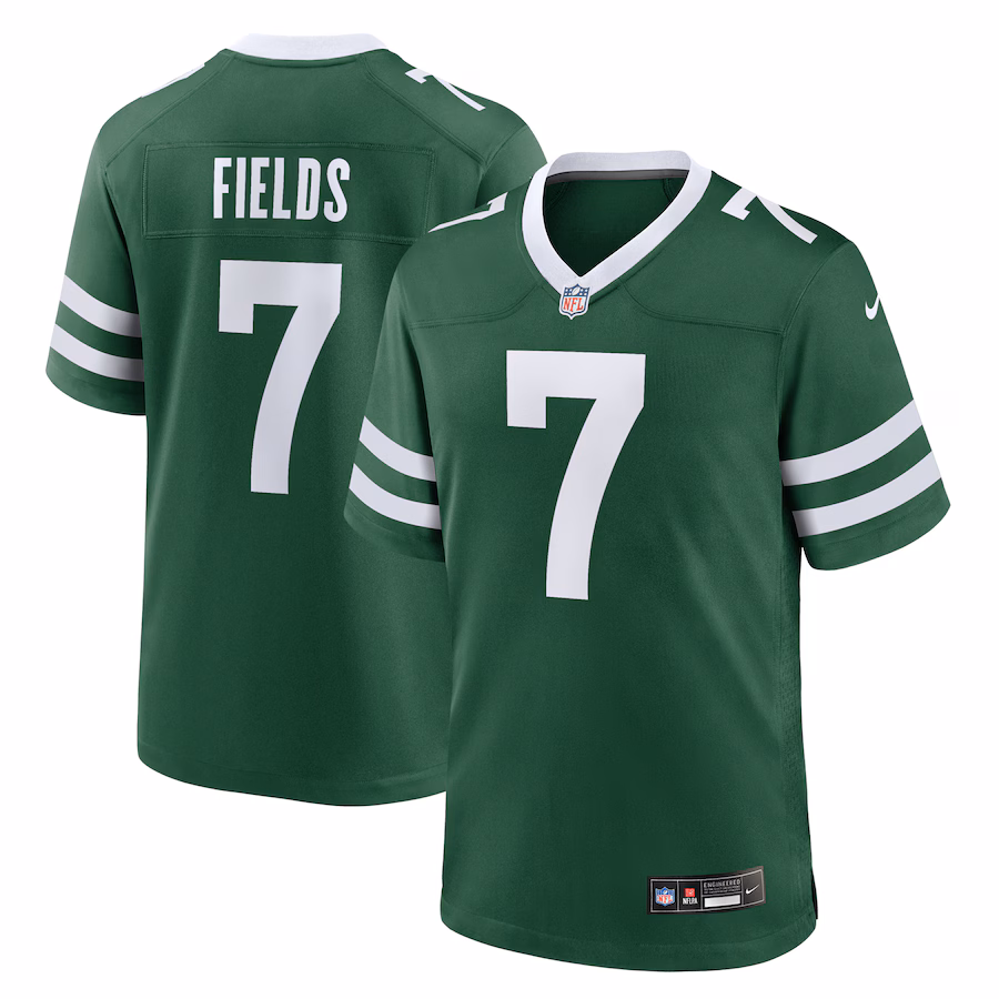 Men's New York Jets #7 Justin Fields Legacy Green Game Player Jersey