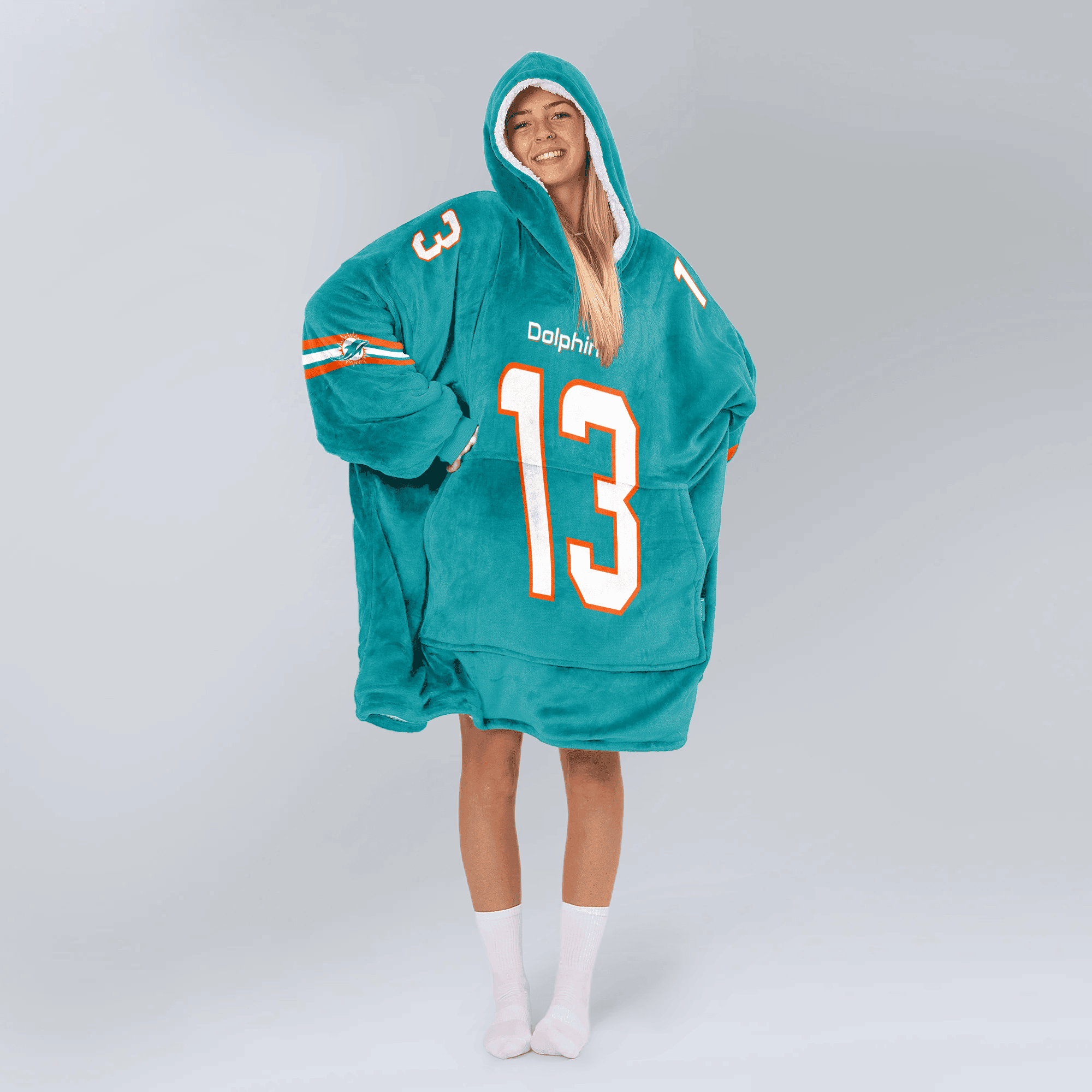 Adult 13 Miami Football Unisex Blanket Hoodie