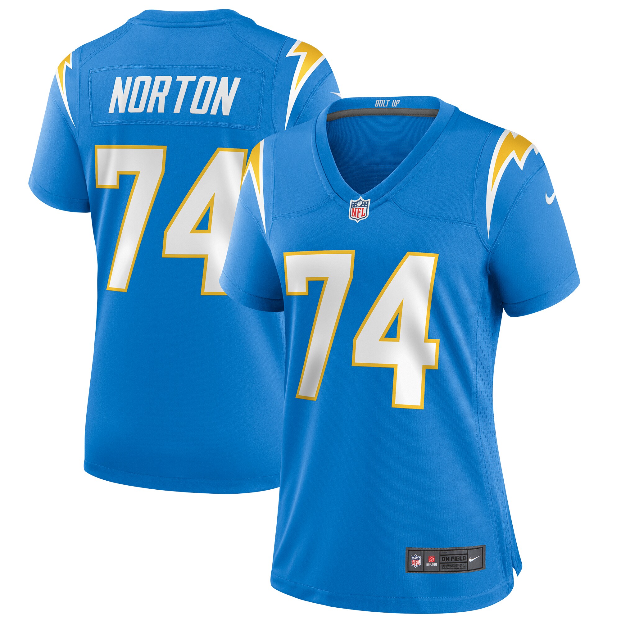 Storm Norton Los Angeles Chargers  Women's Game Jersey - Powder Blue