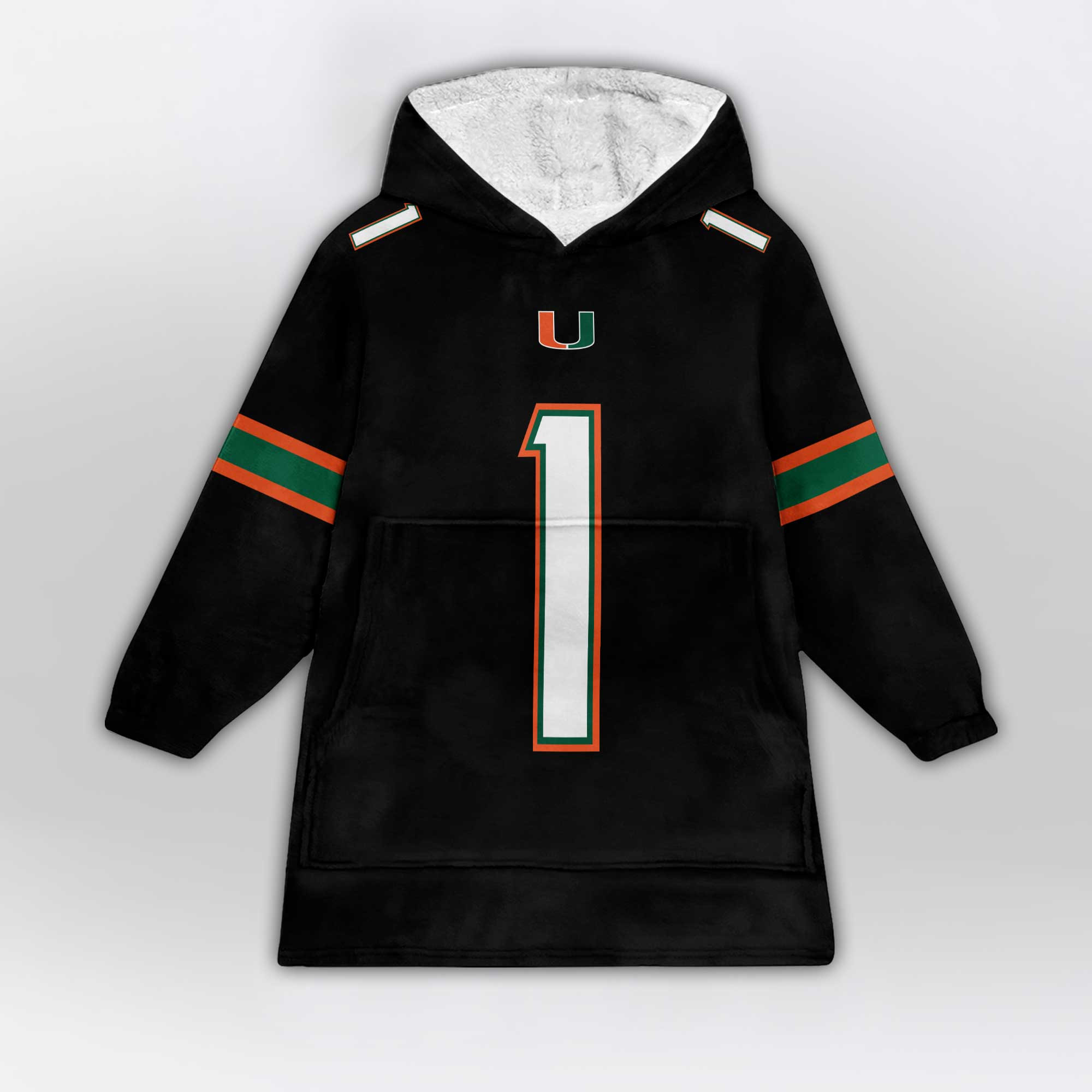 Adult #1 Miami Football Unisex Blanket Hoodie