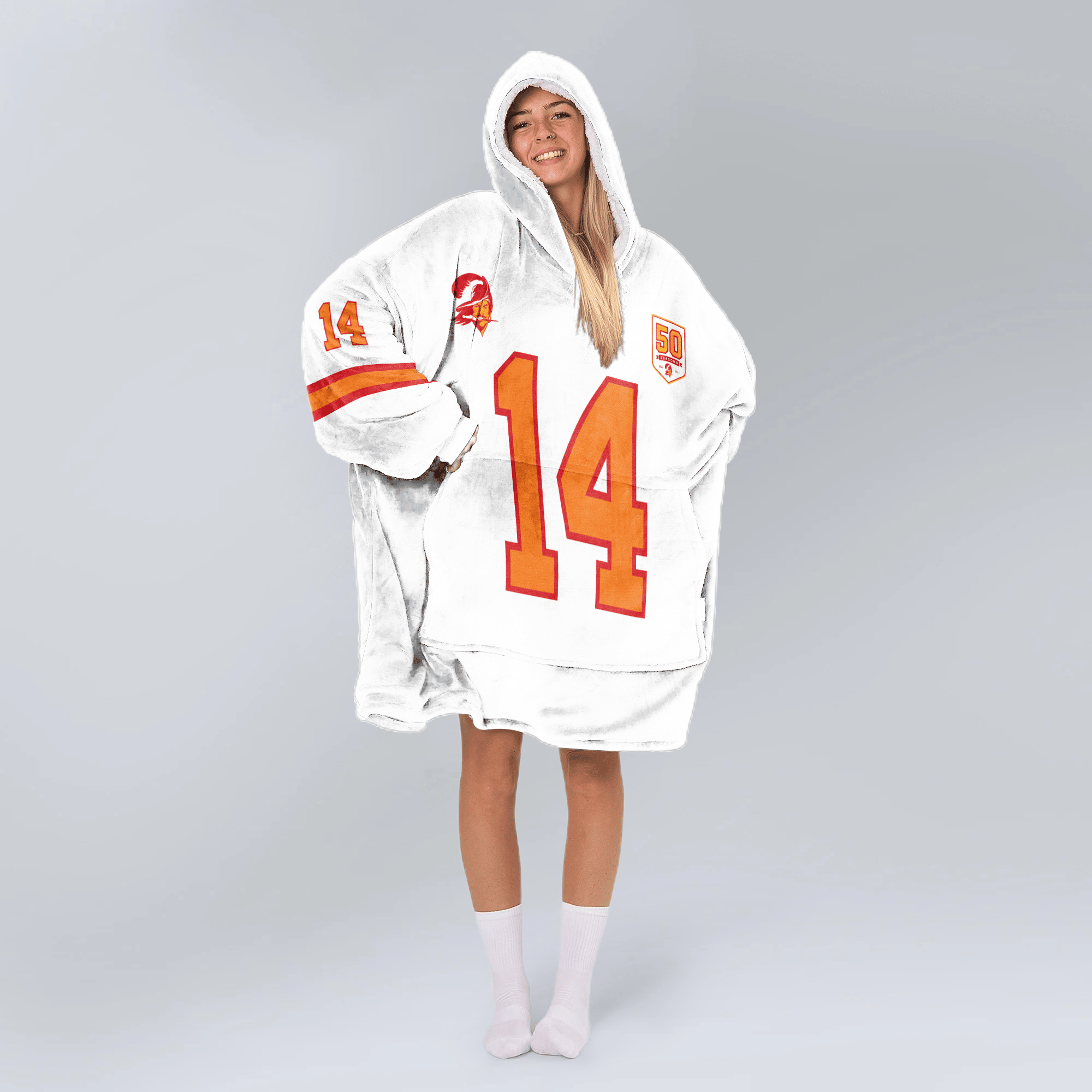 Adult 14 Tampa Bay Football 50th Season Game Unisex Blanket Hoodie