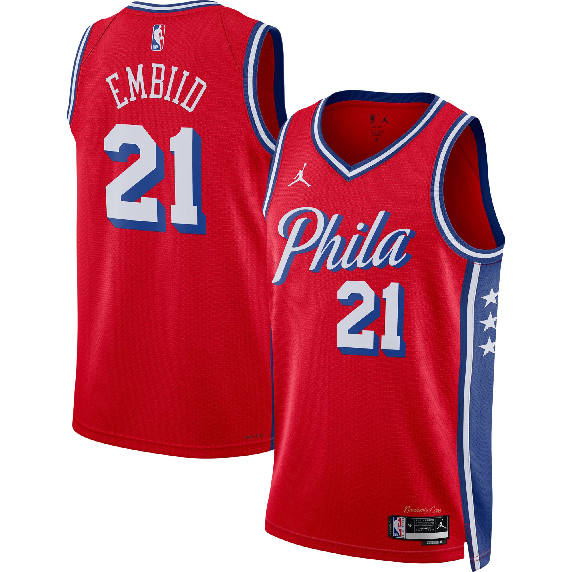 Joel Embiid 2022/23 Philadelphia 76ers  Unisex Swingman Jersey - Statement Edition - Red