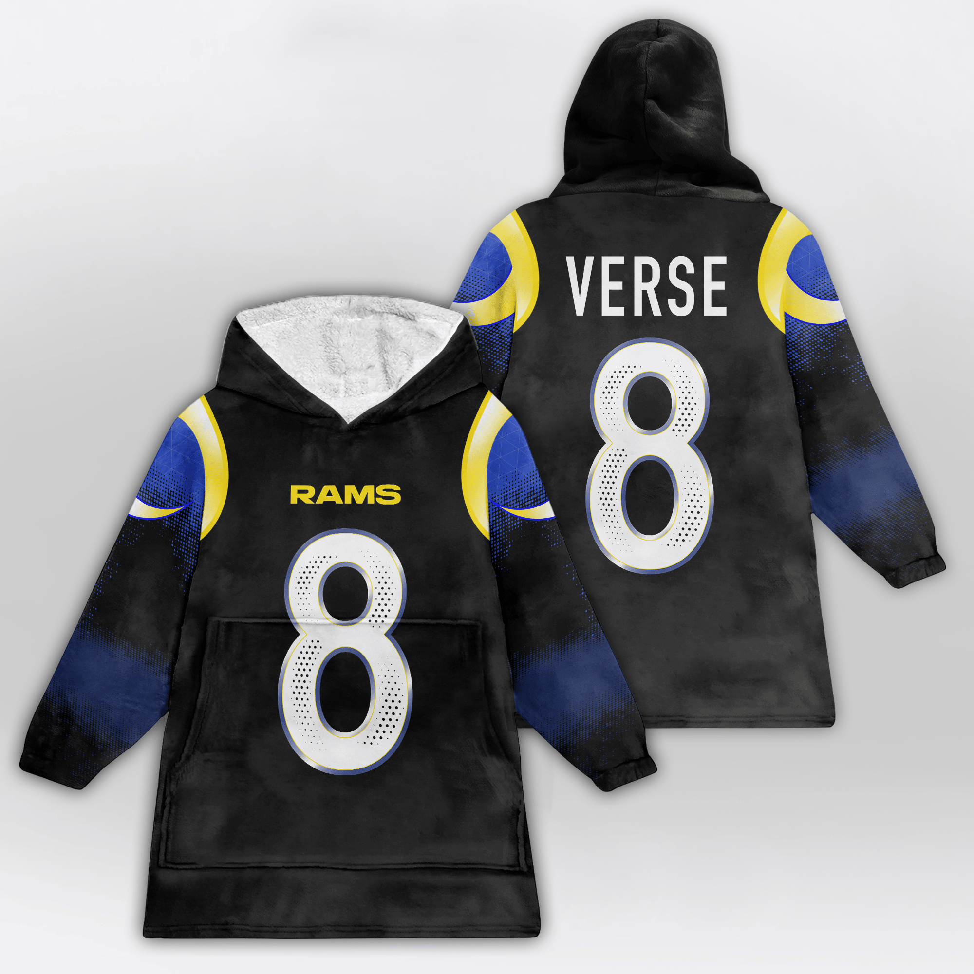 Adult J.V 8 Los Angeles R Football Unisex Blanket Hoodie