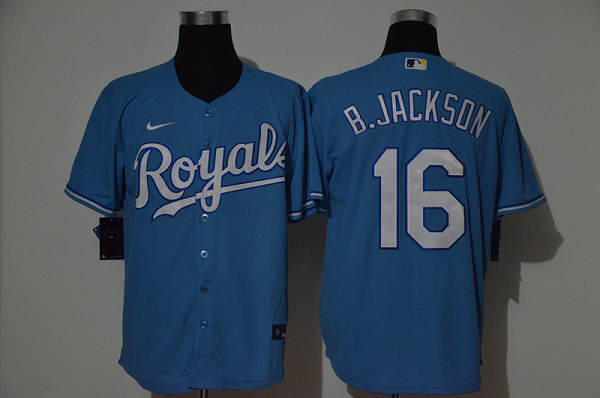 Men's Kansas City Royals #16 Bo Jackson Blue Stitched MLB Cool Base  Jersey