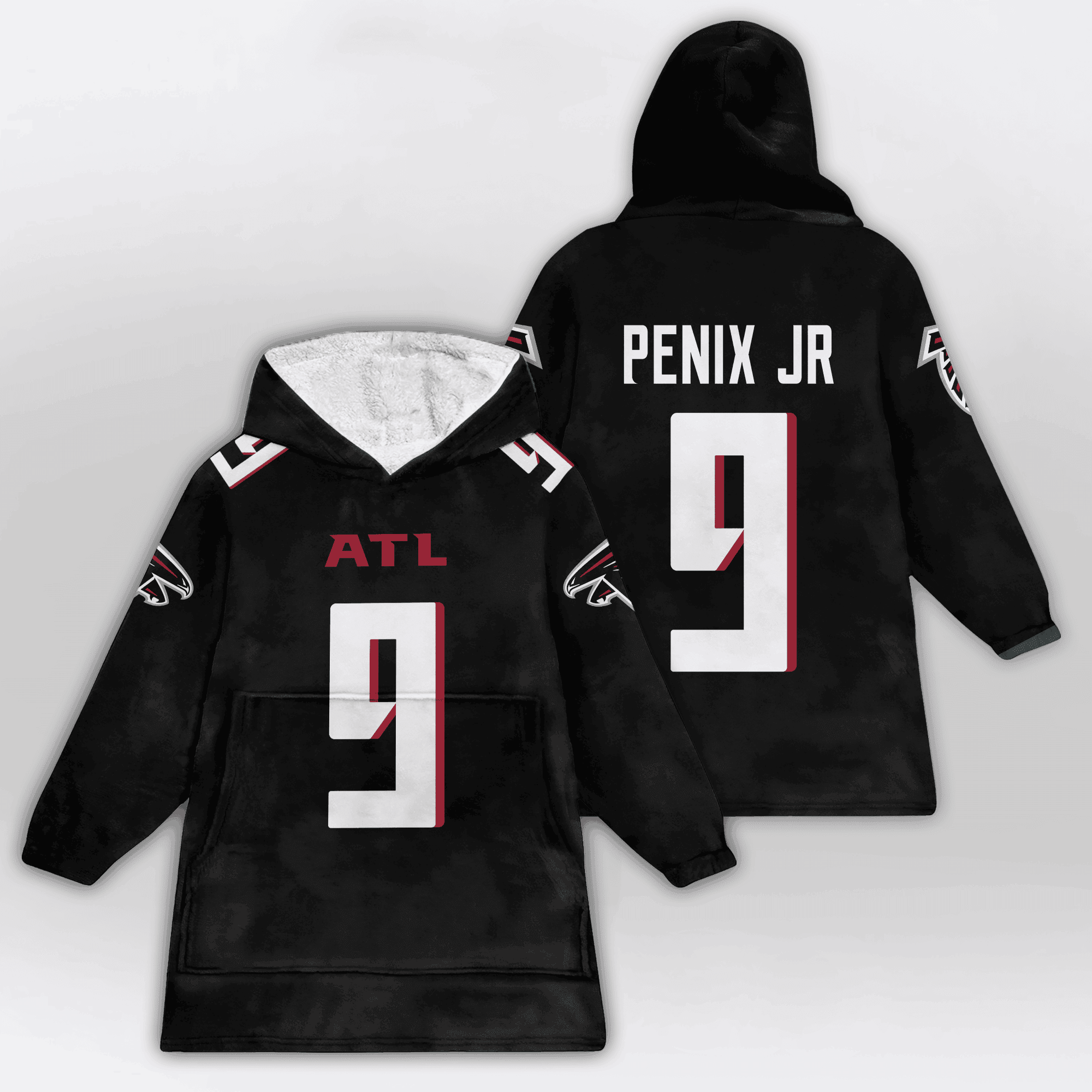 Adult 9 Atlanta Football Unisex Blanket Hoodie