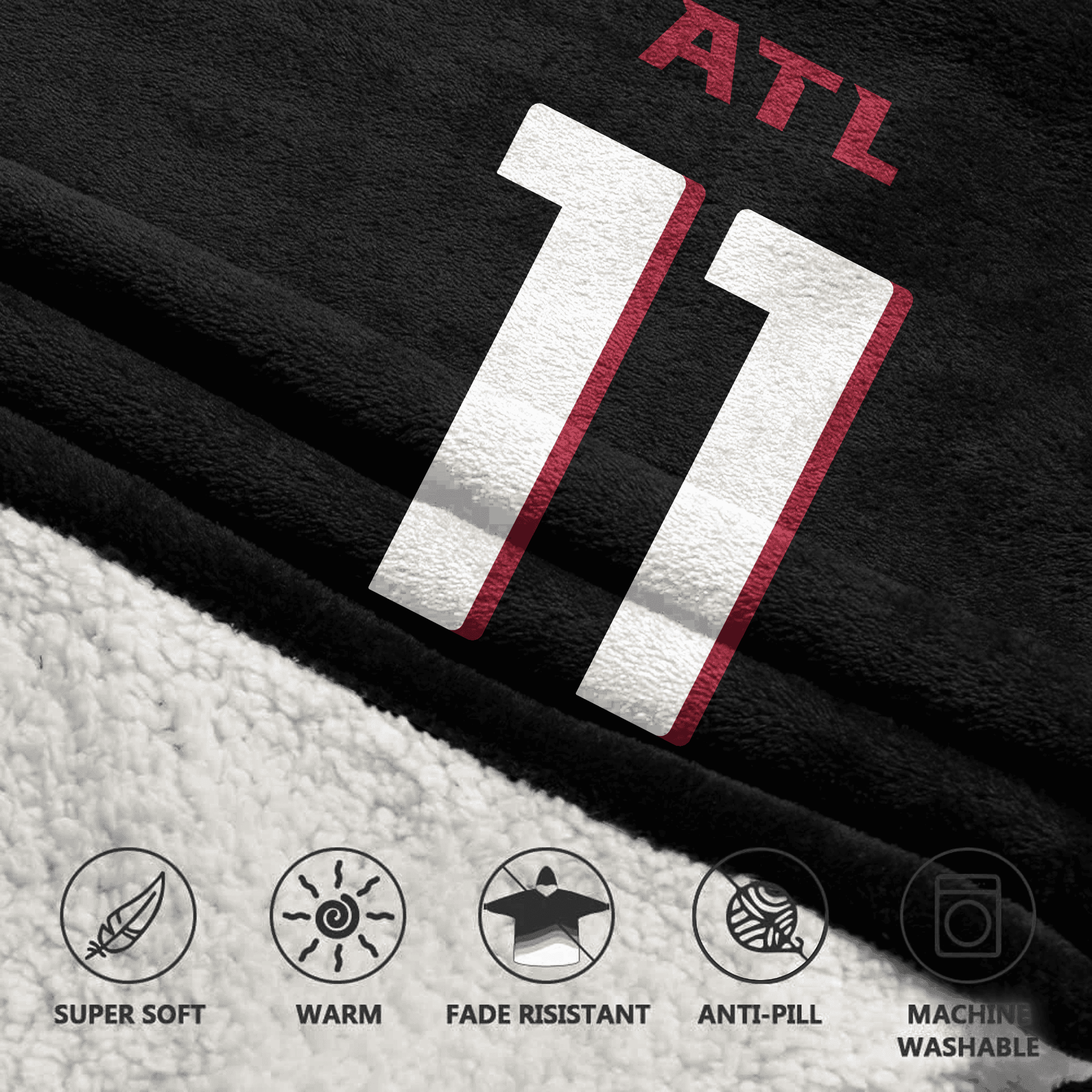 Adult 11 Atlanta Football Unisex Blanket Hoodie