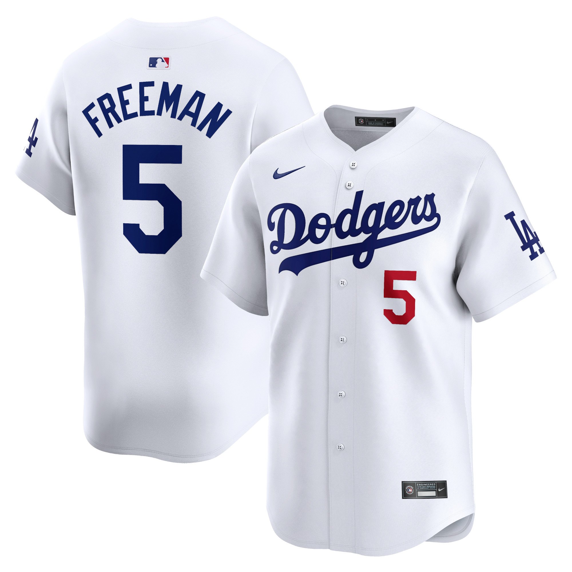 Men's Los Angeles Dodgers Freddie Freeman  White Home Limited Player Jersey