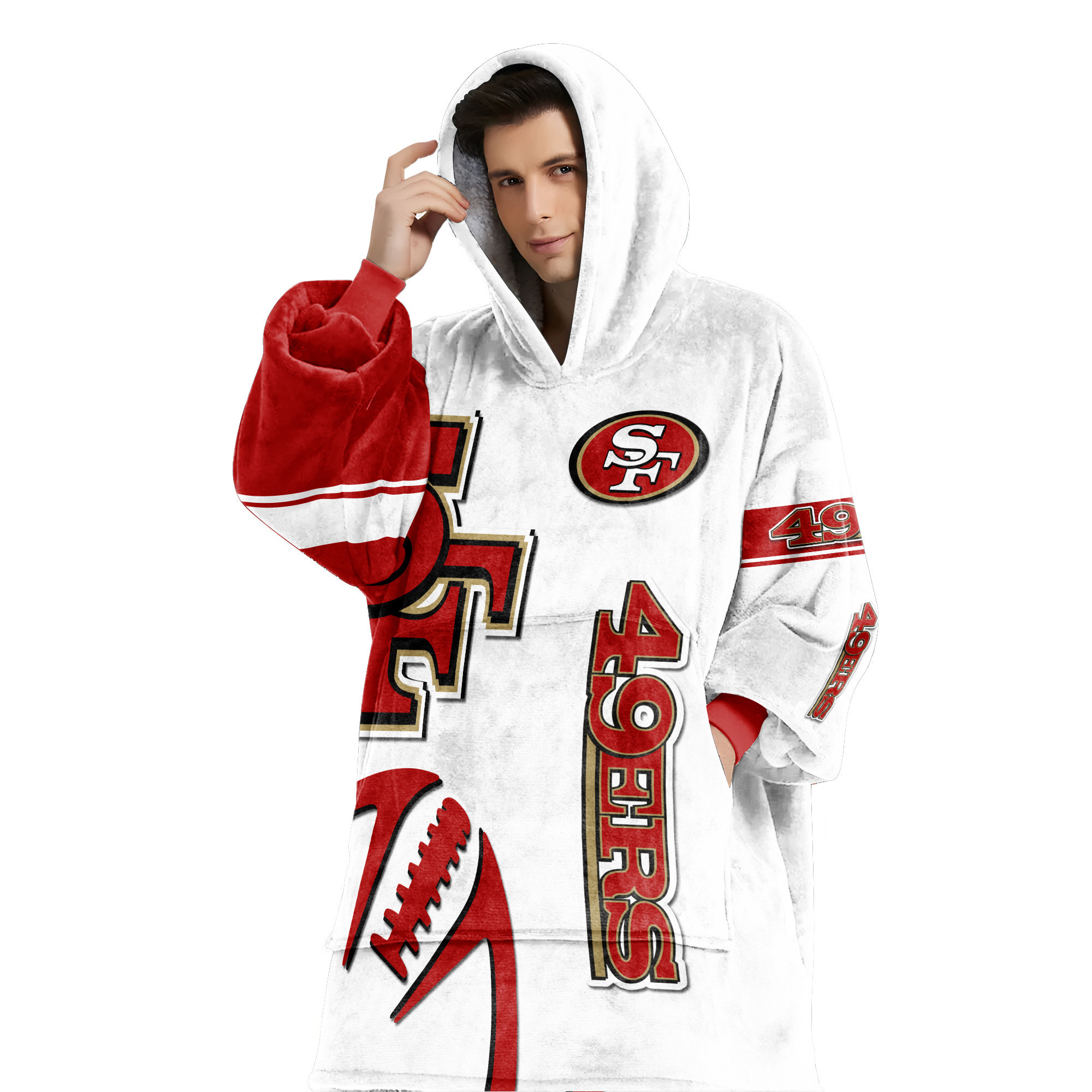 Adult San Francisco 49ers Football Unisex Blanket Hoodie