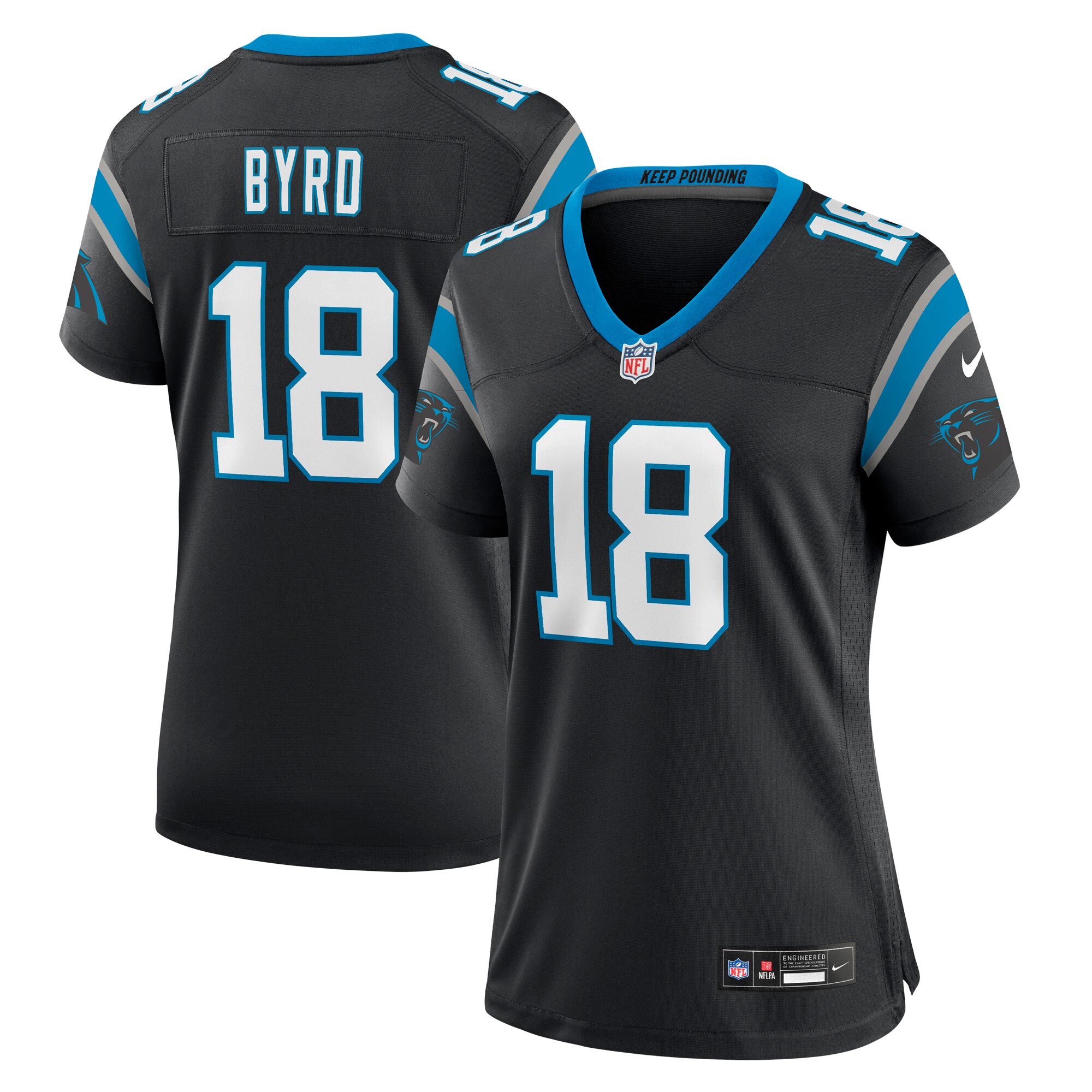 Damiere Byrd Carolina Panthers  Women's Team Game Jersey - Black