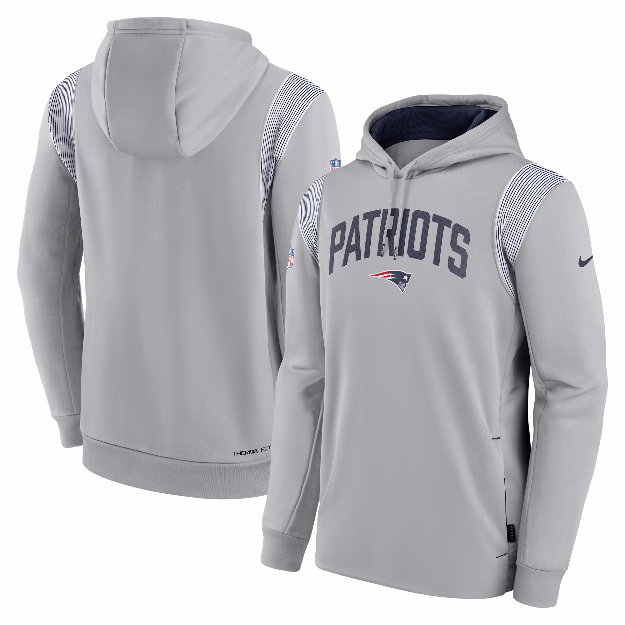 New England Patriots Sideline Athletic Stack Performance Pullover Hoodie - Navy