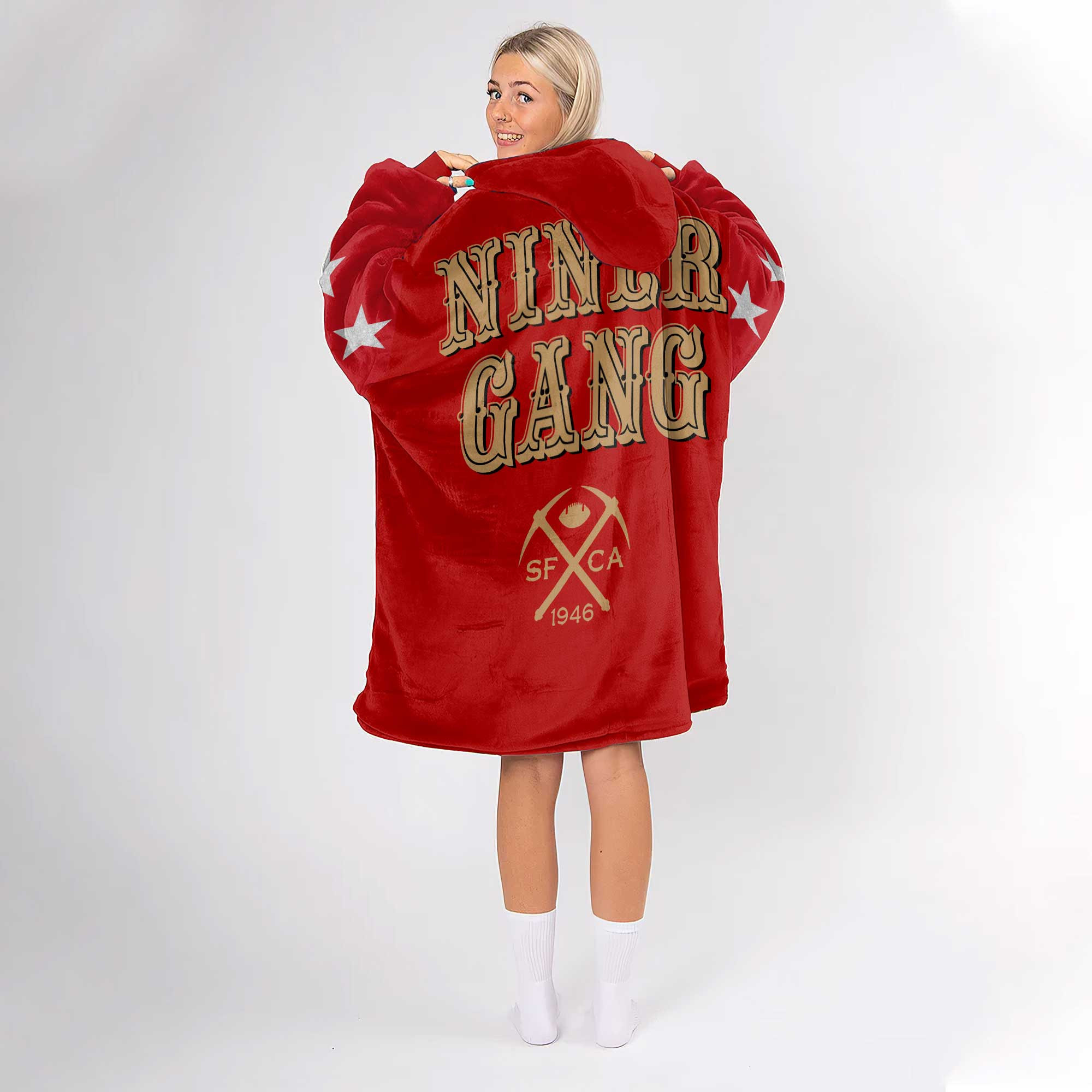Adult Add A New Member to San Francisco 49ers Football Unisex Blanket Hoodie