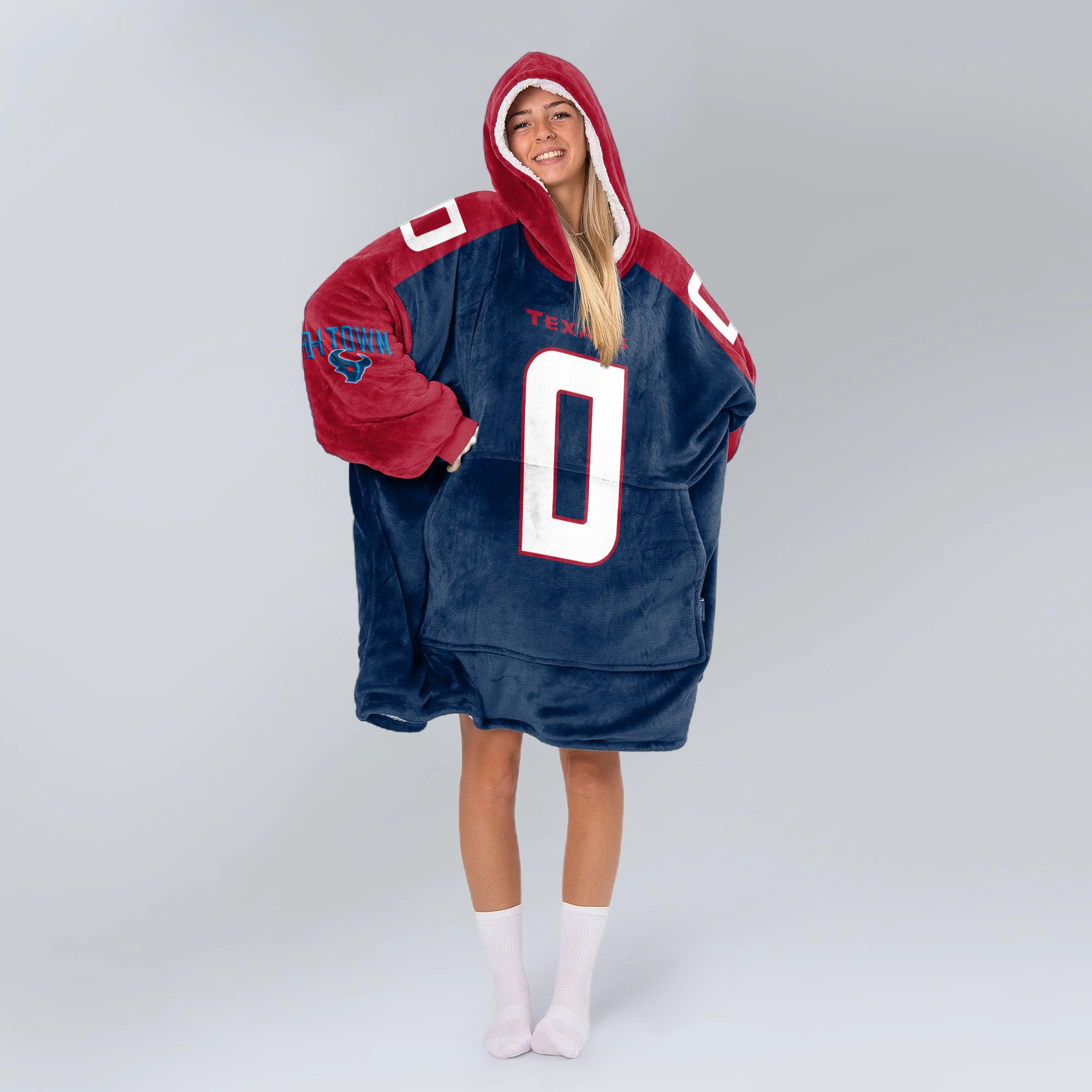 Adult 0 Houston Football Unisex Blanket Hoodie