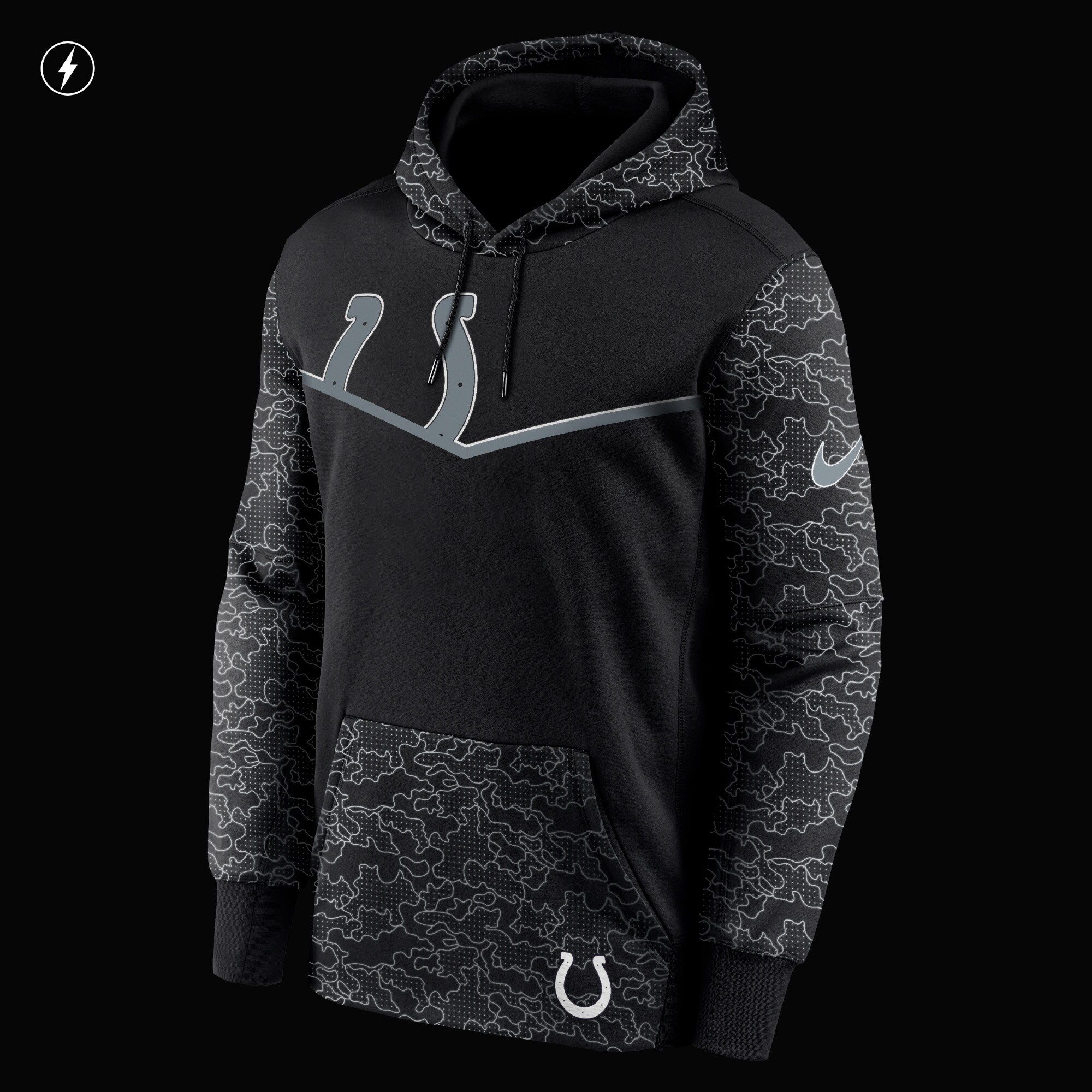 Indianapolis Colts RFLCTV Chevron Pullover Hoodie - Black