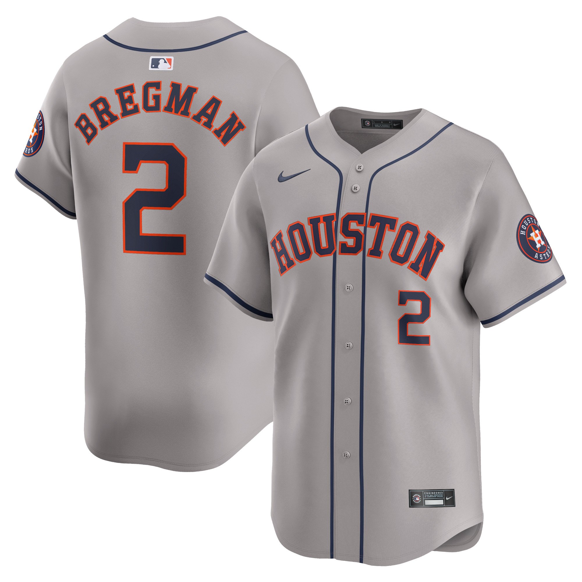 Men's Houston Astros Alex Bregman  Gray Away Limited Player Jersey