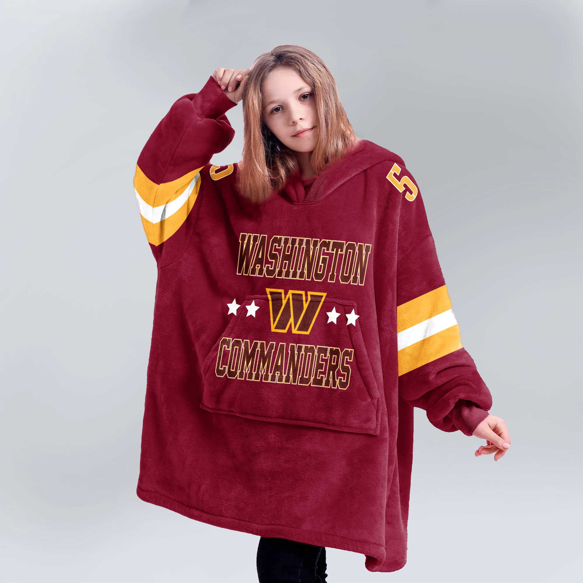 Adult 5 Washington Football Unisex Blanket Hoodie