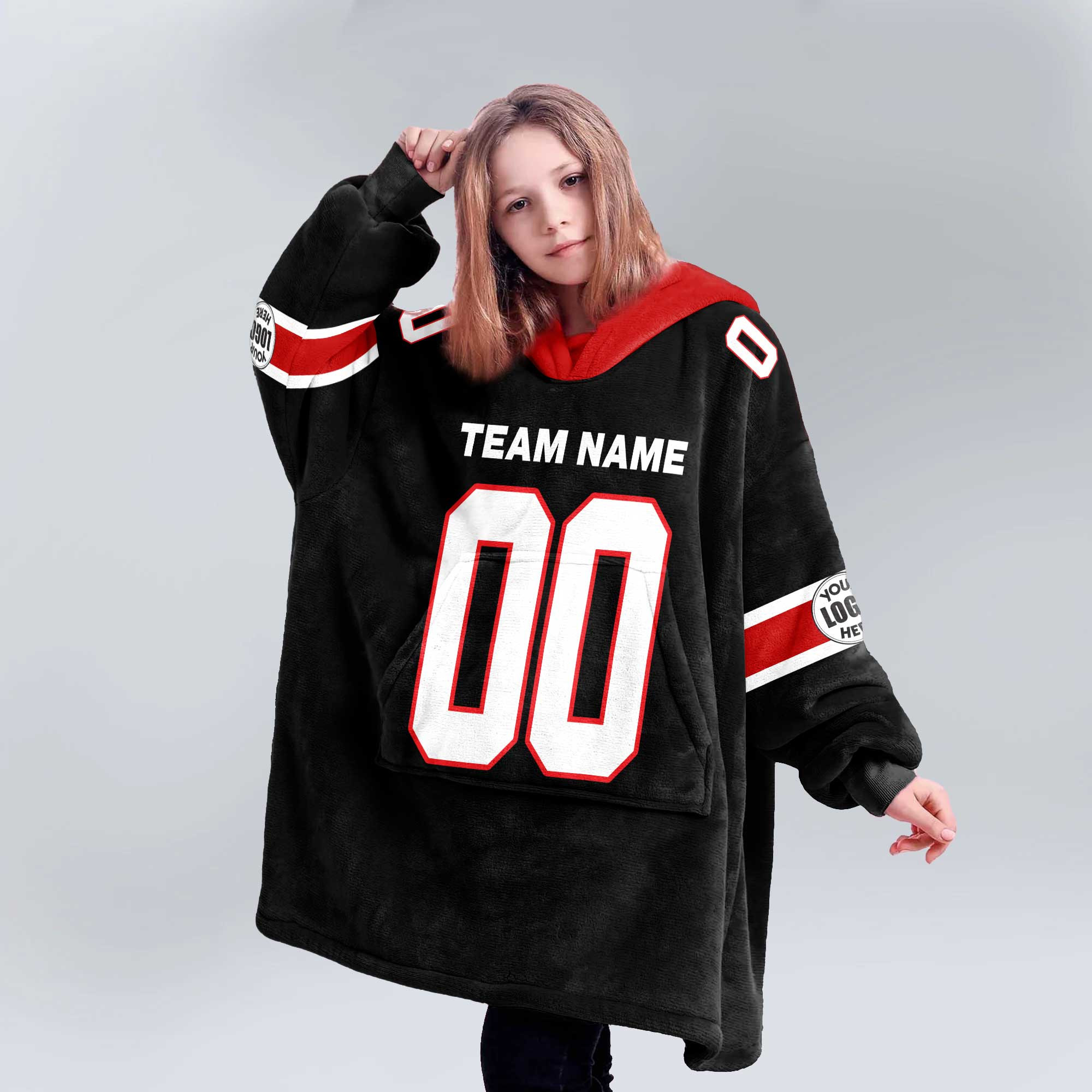 Adult Custom Blanket Hoodie Georgia Inspired Color
