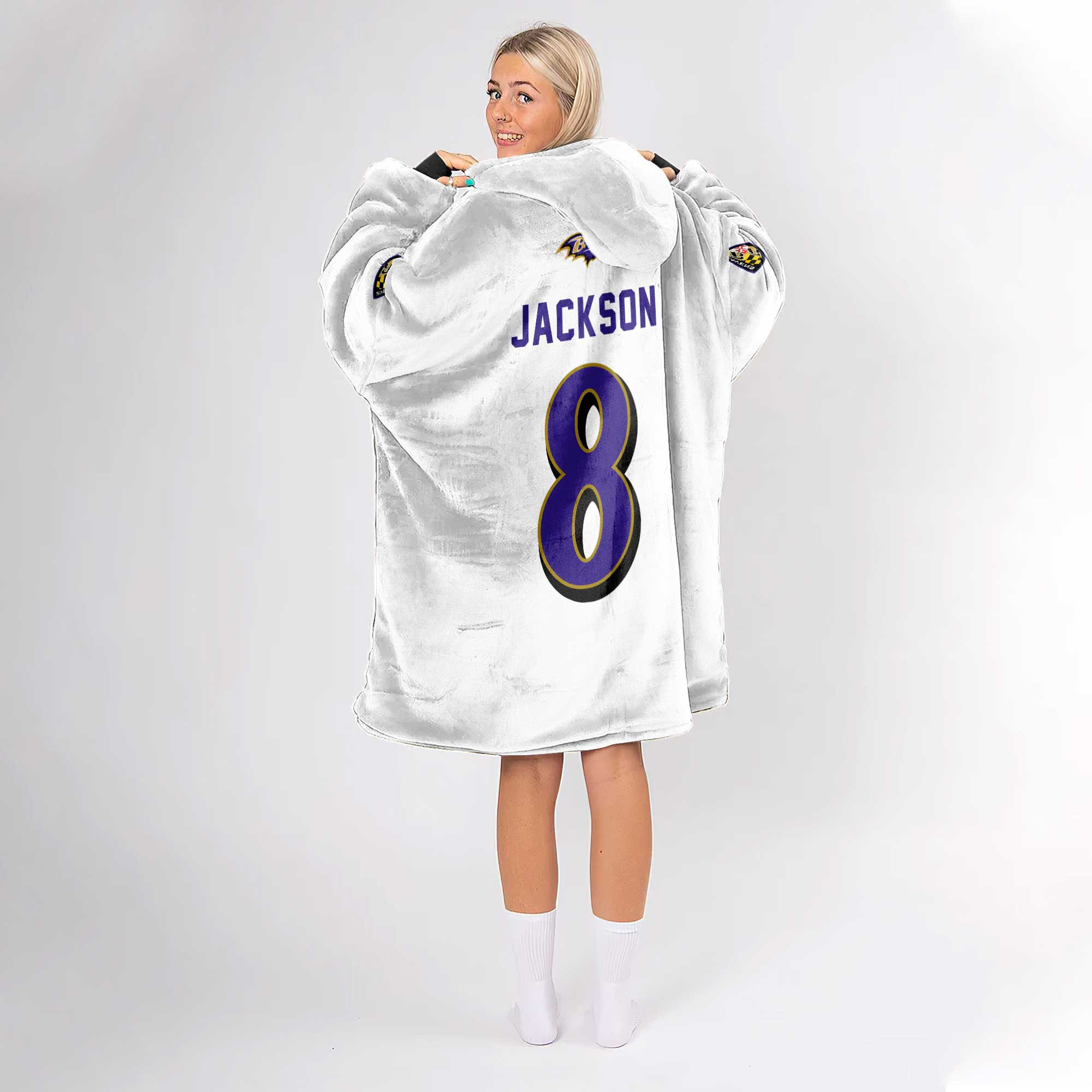 Adult 8 Baltimore Football Unisex Blanket Hoodie