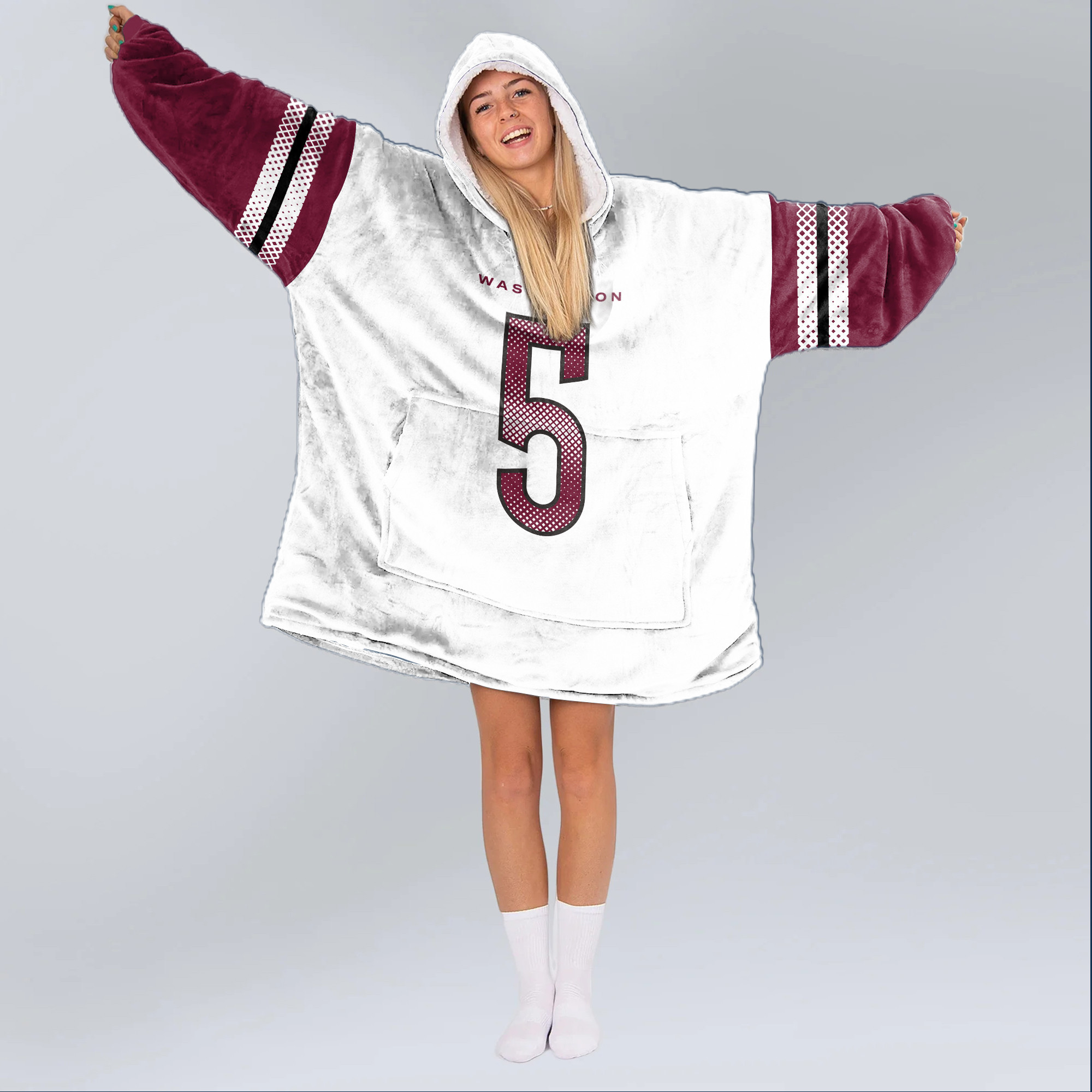 Adult 5 Washington Football Unisex Blanket Hoodie