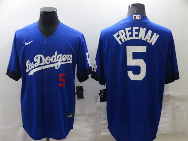 Men's  Los Angeles Dodgers #5 Freddie Freeman Royal City Connect Cool Base Stitched MLB Jersey