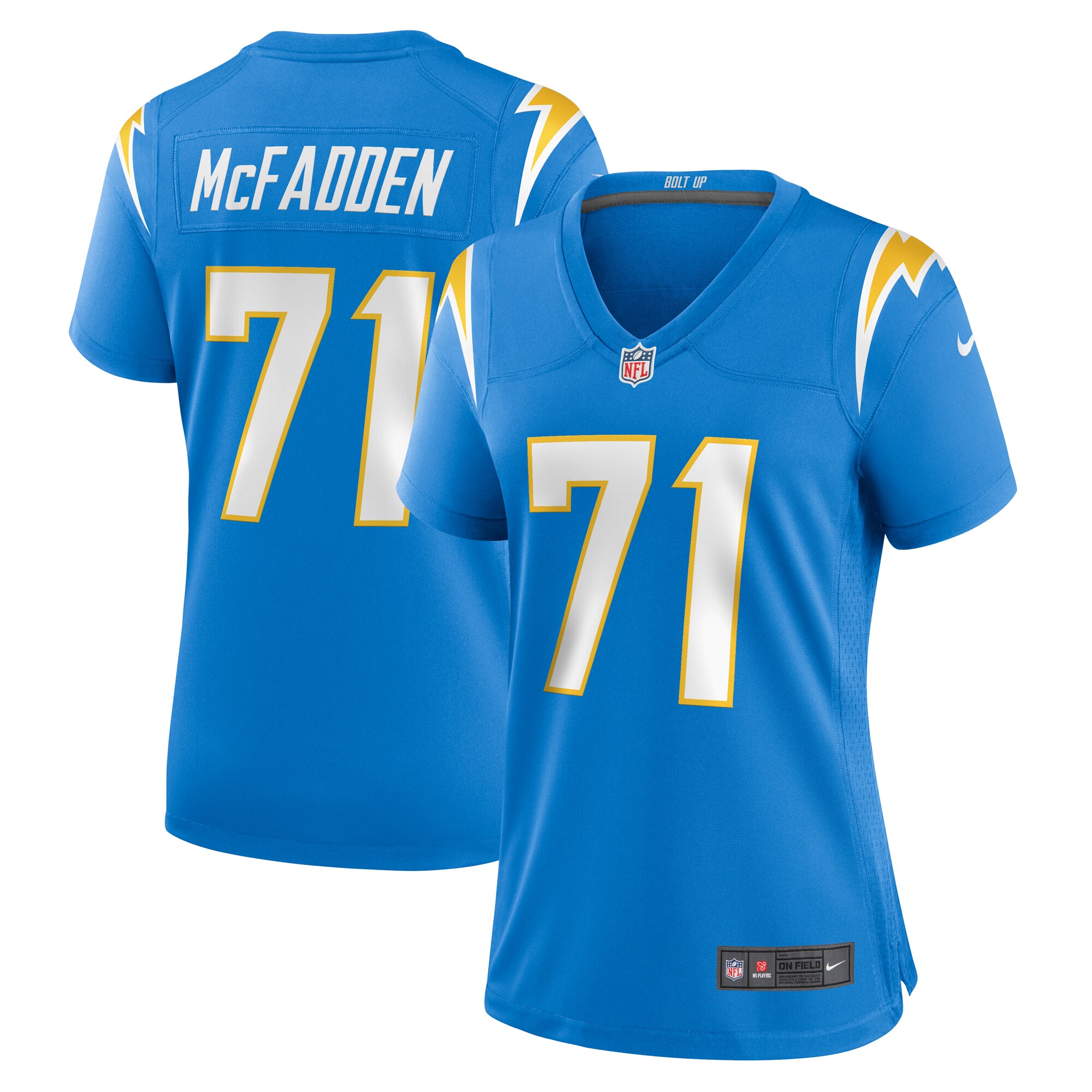 McFadden Los Angeles Chargers  Women's Team Game Jersey - Powder Blue