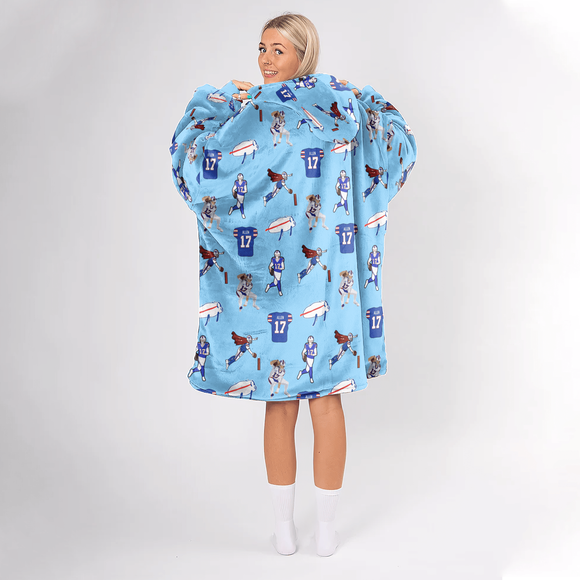 Pattern J.A 17 Buffalo Football Unisex Blanket Hoodie