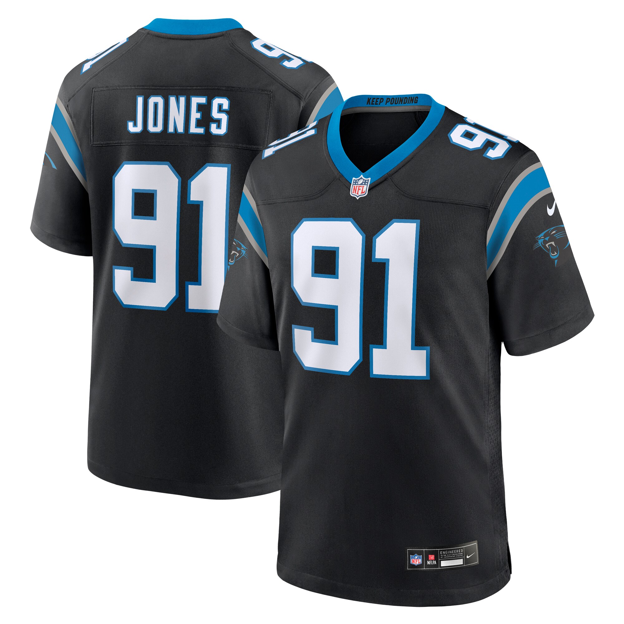 Kobe Jones Carolina Panthers  Team Game Jersey - Black