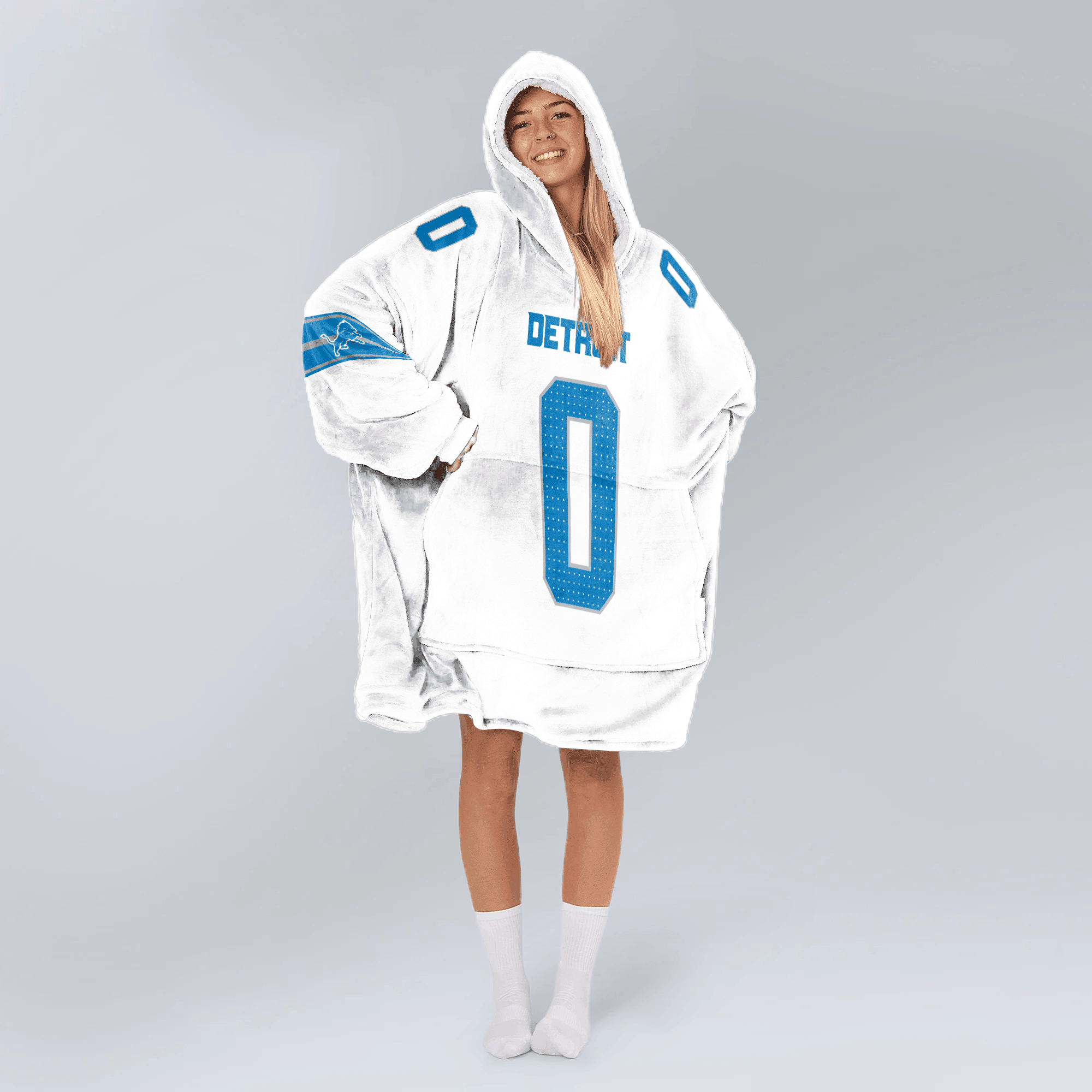 Adult 0 Detroit Football Unisex Blanket Hoodie