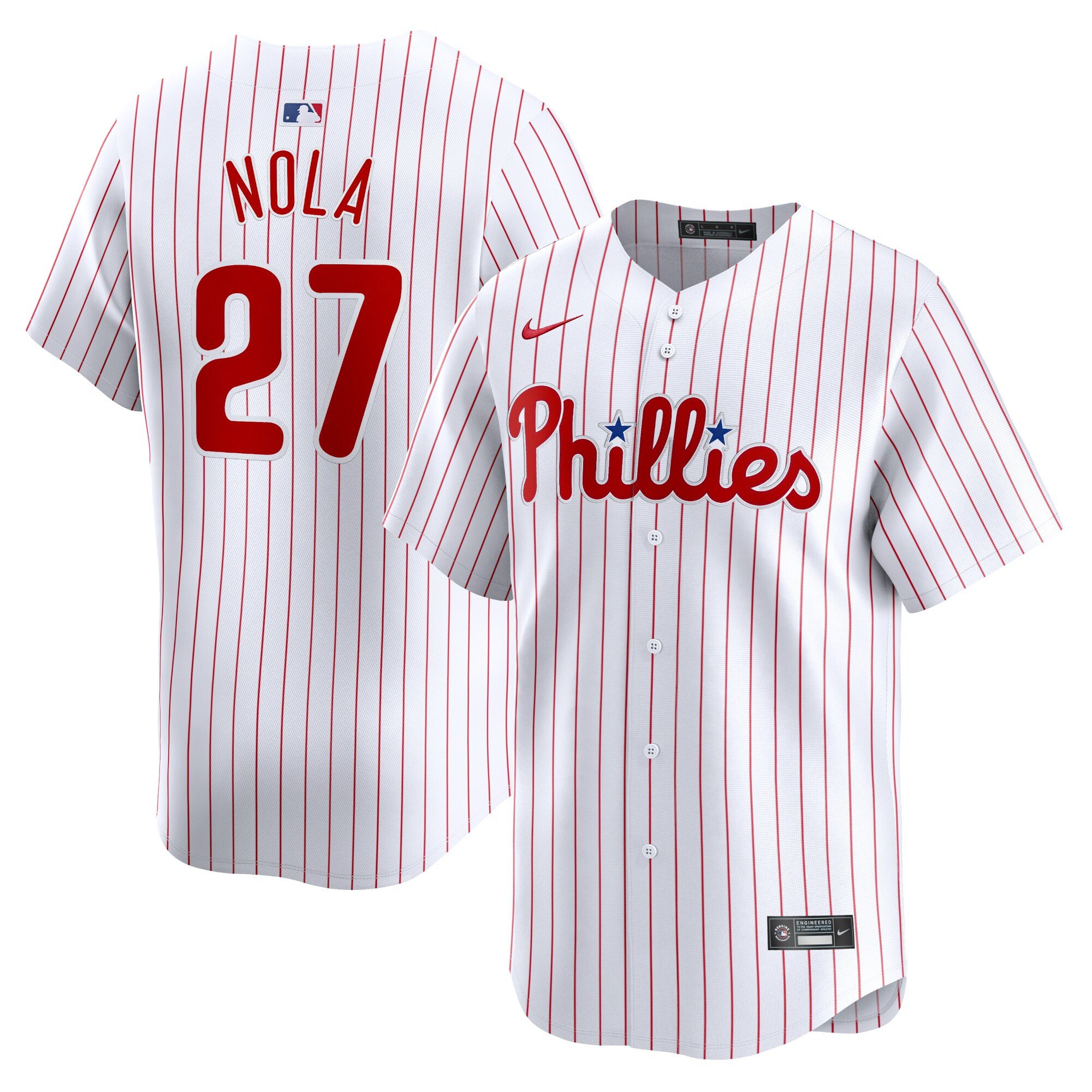 Men's Philadelphia Phillies #27 Aaron Nola  White Home Limited Player Jersey