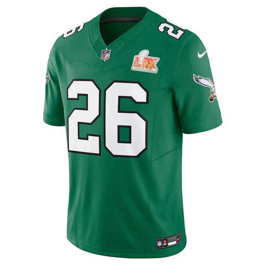 Men’s #26 Saquon Barkley Kelly Green Super Bowl LIX Fashion Game Player Jersey