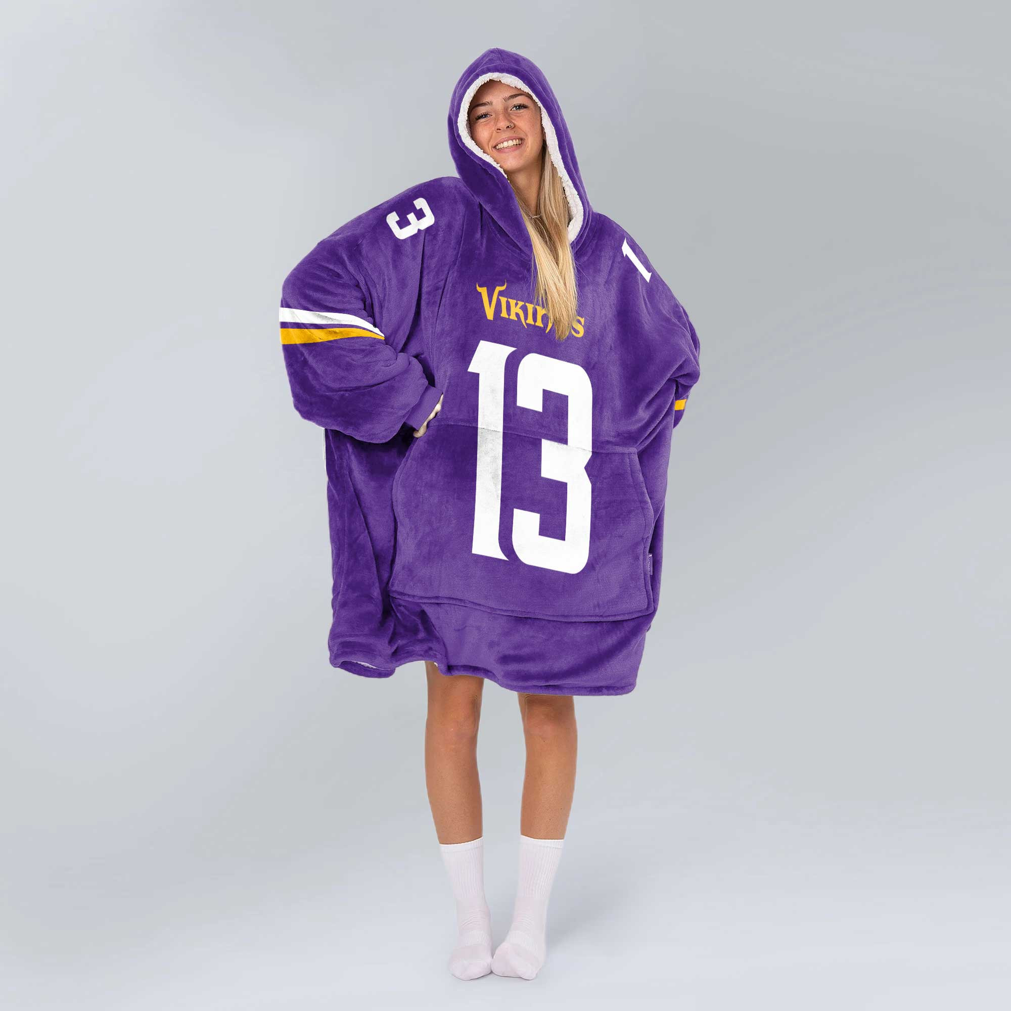 Adult 13 Minnesota Football Unisex Blanket Hoodie