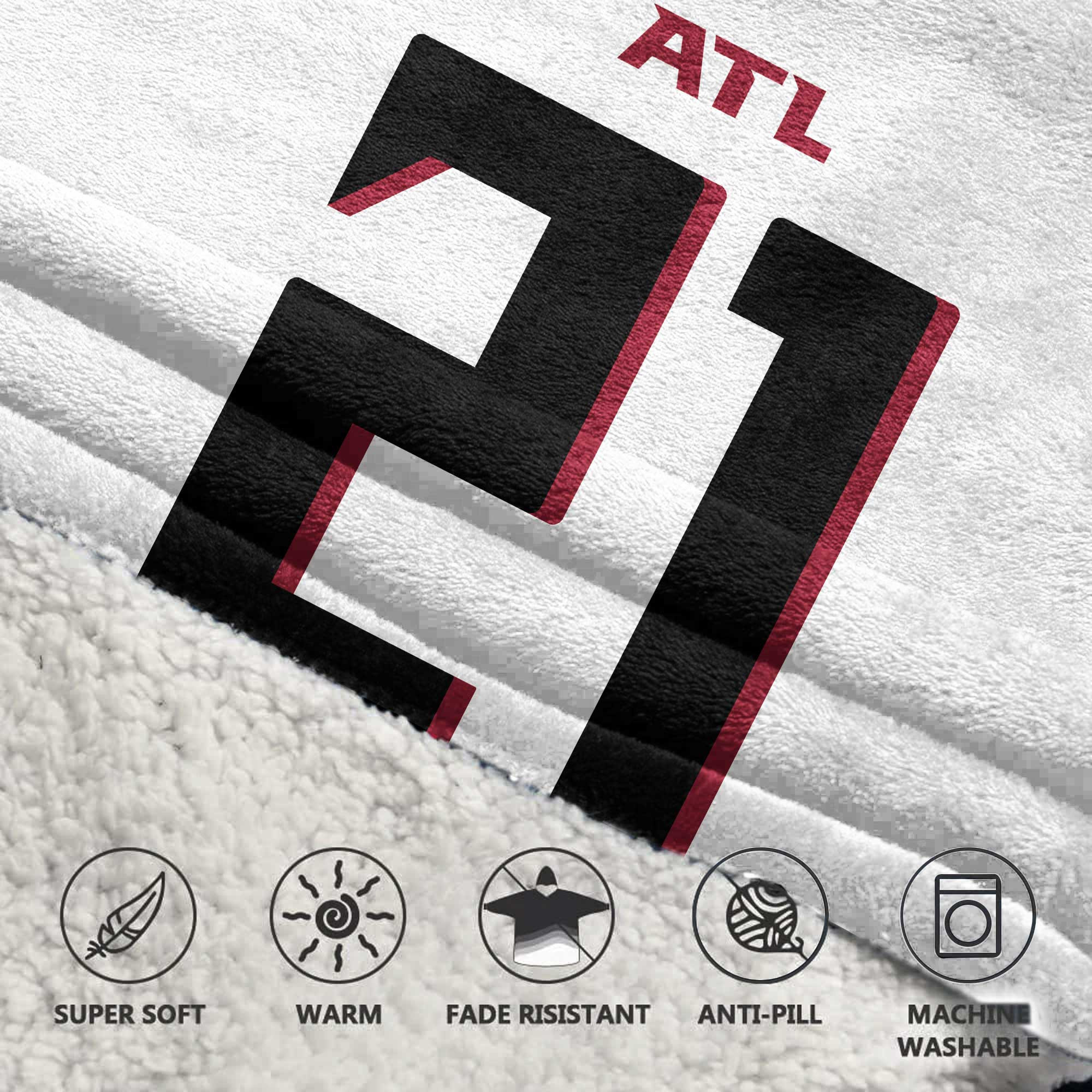 Adult 21 Atlanta Football Unisex Blanket Hoodie