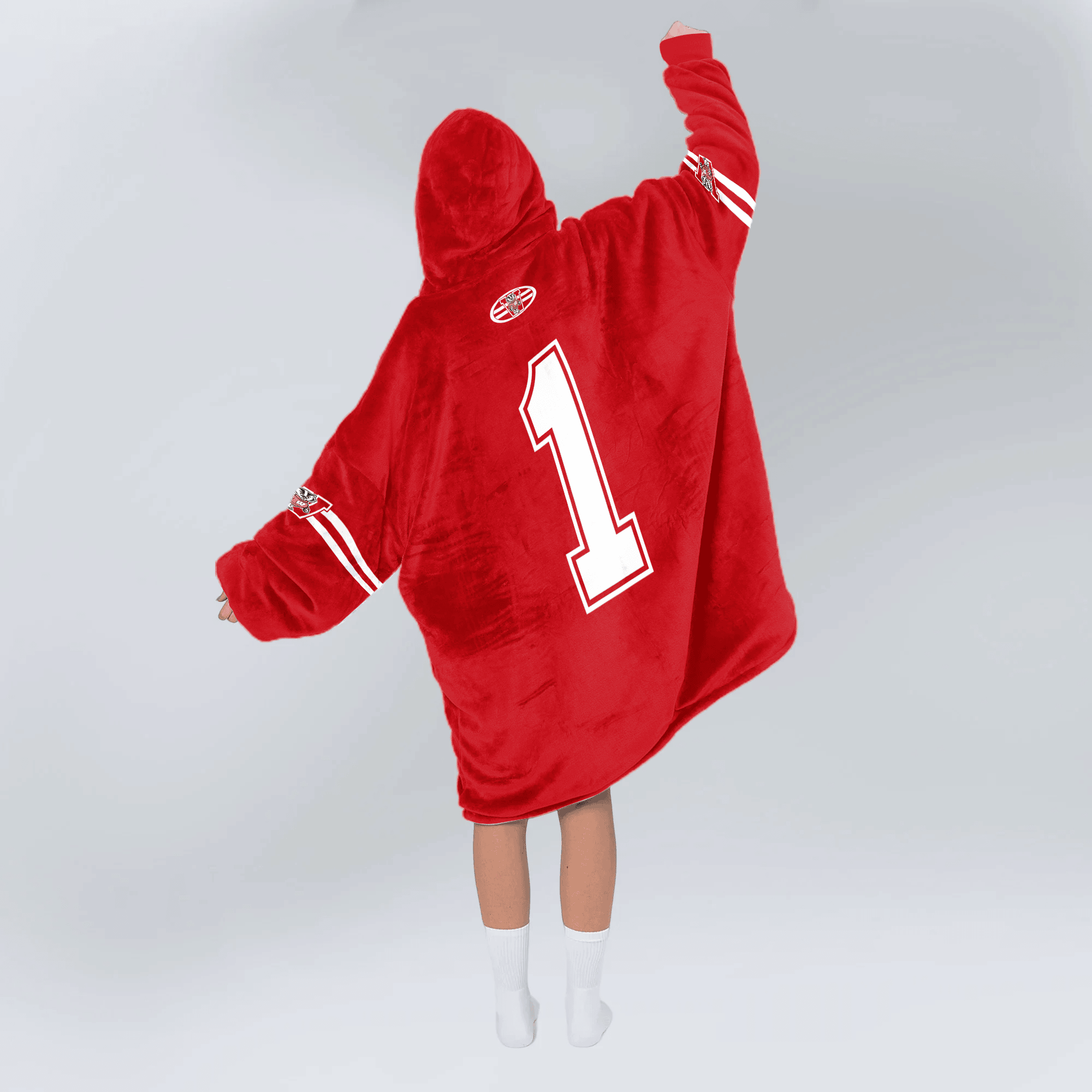 Adult #1 Wisconsin Football Unisex Blanket Hoodie