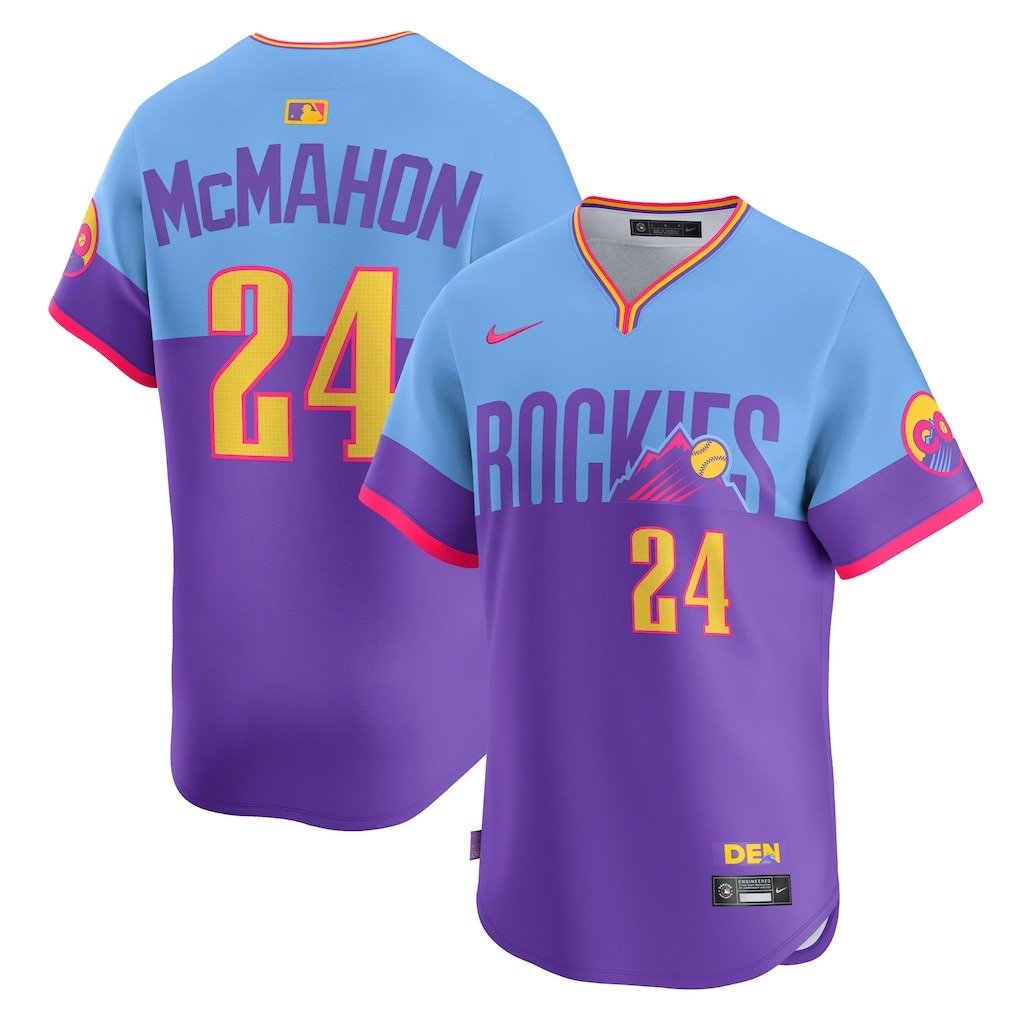 Men's #24 Ryan McMahon Colorado Rockies  2025 City Connect Limited Player Purple/Light Blue Jersey